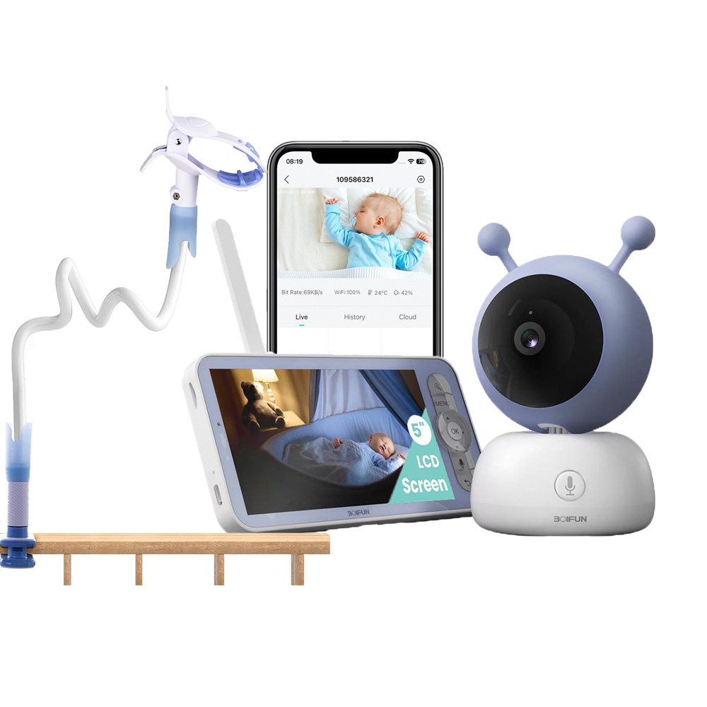 Video-Babyphone 5 Zoll Babyphone mit Kamera und APP Baby Monitor WLAN Video Babyfon