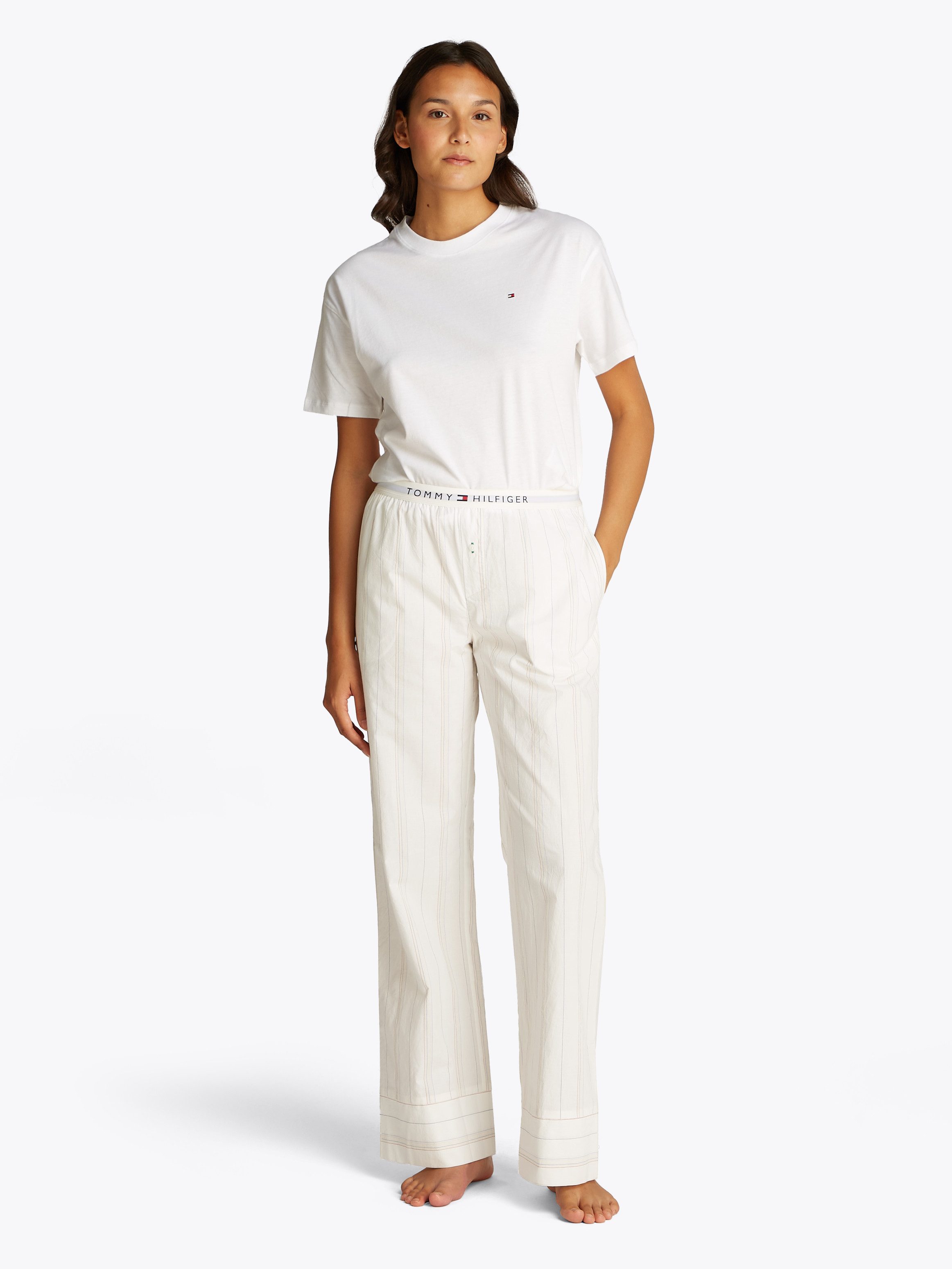 Tommy Hilfiger Underwear Loungehose POPLIN PANTS mit Streifenmuster, Logobund