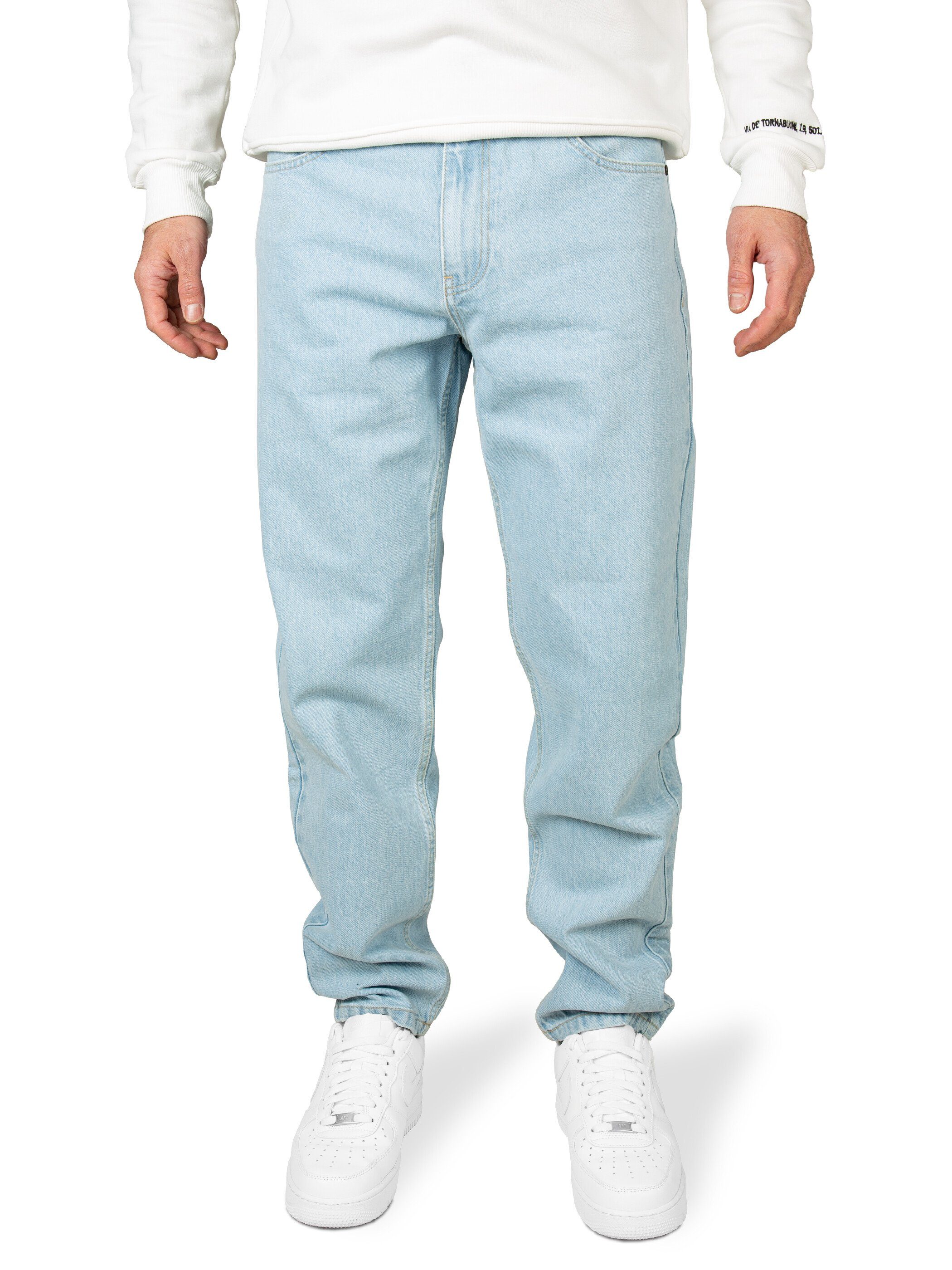 Pittman Loose-fit-Jeans Titan Herren Jeans bequeme Baumwoll Jeans Blau (Dusty Blue 164010)