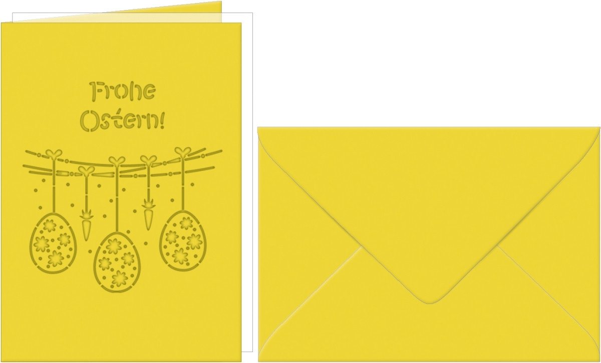 Thumbnail - Ursus - Ludwig Bähr Designpapier Grußkarten gelasert A6 'Frohe Ostern 'Ostereier' sonnengelb VE=5 Sets