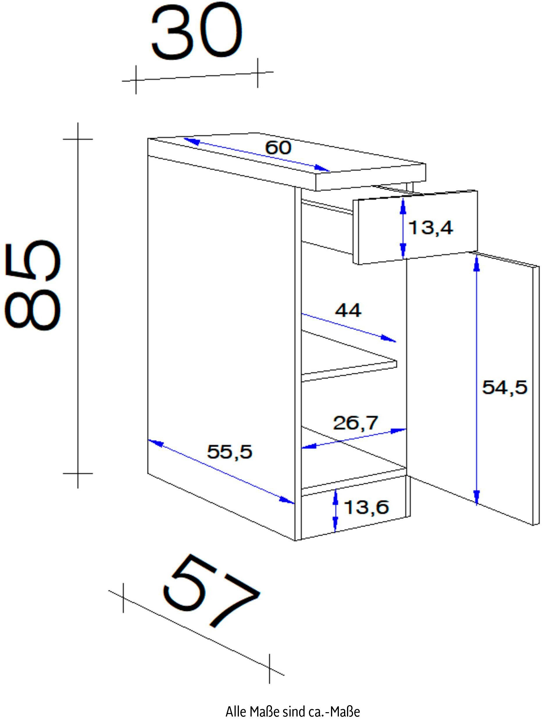 Flex-Well Unterschrank Vintea (B x H x T) 30 x 85 x 60 cm, mit Metallgriffen
