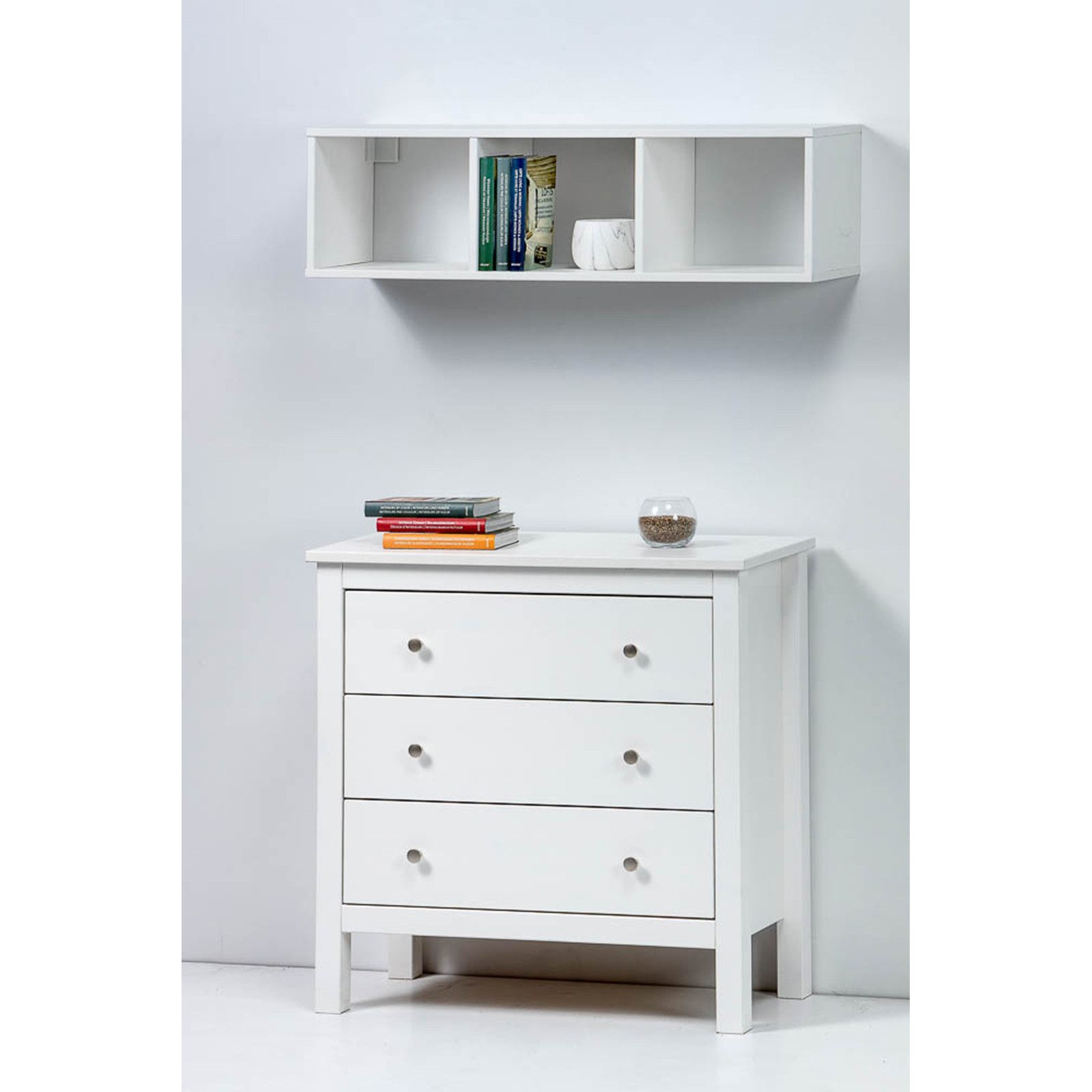hagge home Wandregal hagge home Vesa, Regal Bücherregal Wandboard Kiefernholz massiv 88 x 25 x24 cm Weiß