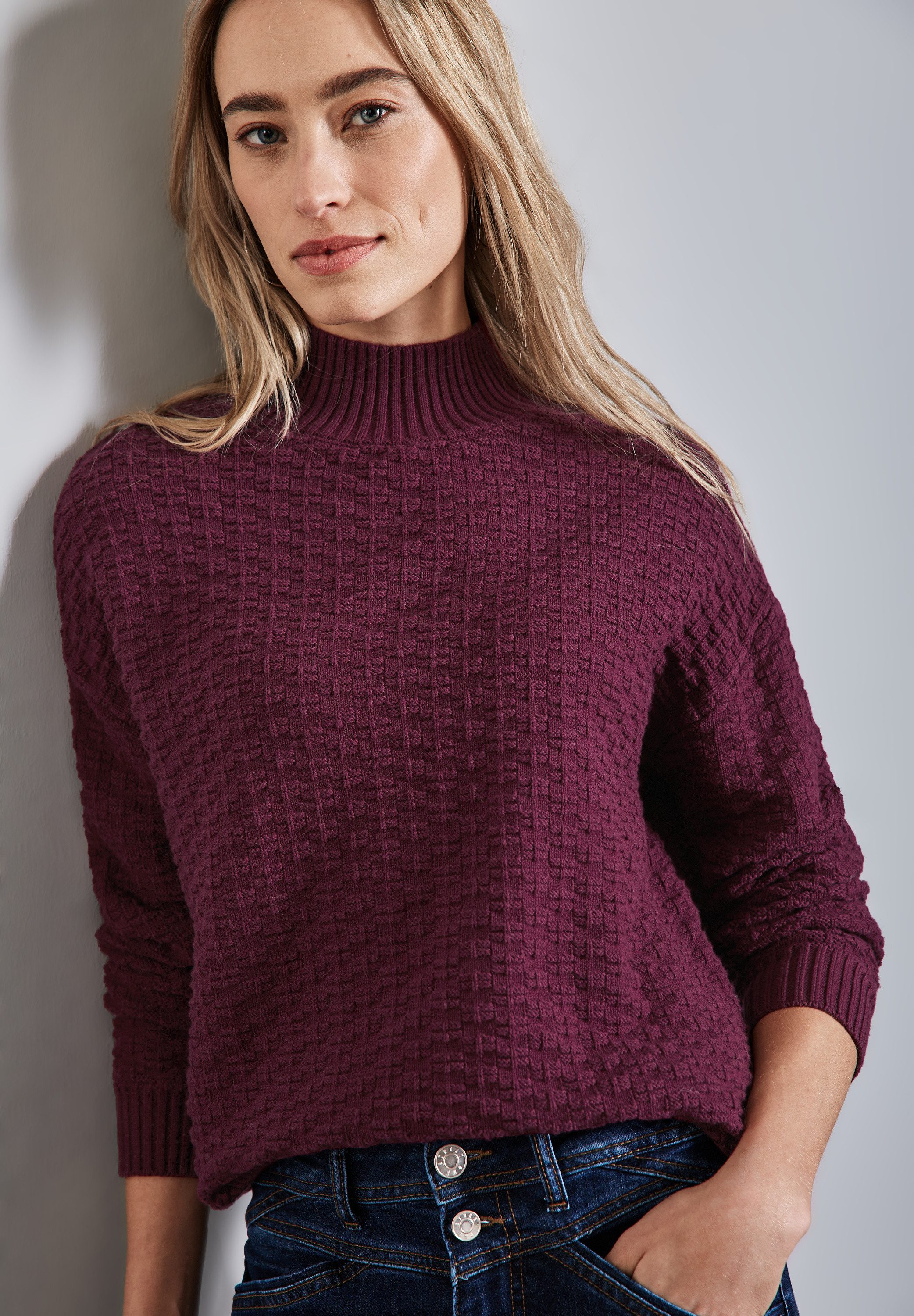 STREET ONE Rollkragenpullover mit Struktur günstig online kaufen
