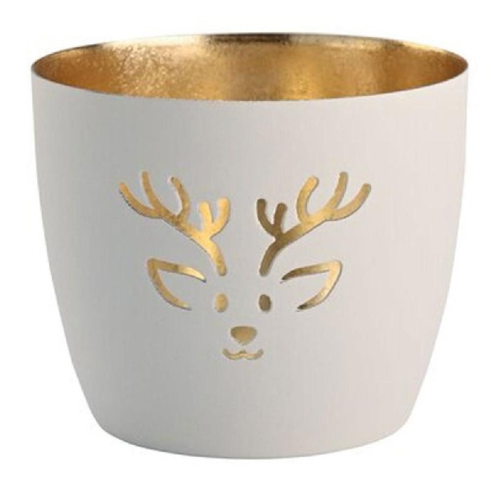 Giftcompany Windlicht Windlicht Madras Rentier Weiß Gold günstig online kaufen