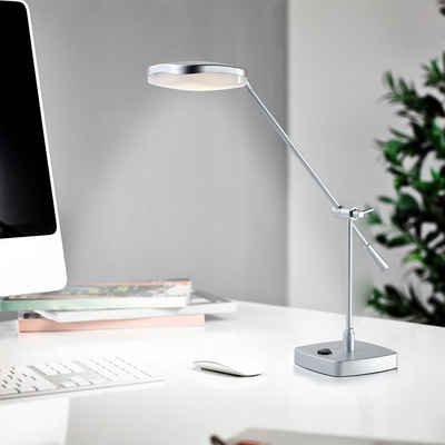 MeLiTec LED Schreibtischlampe T125, warmweiß, LED, Schreibtischleuchte, Leseleuchte, Büroleuchte, Nachttisch, chrom