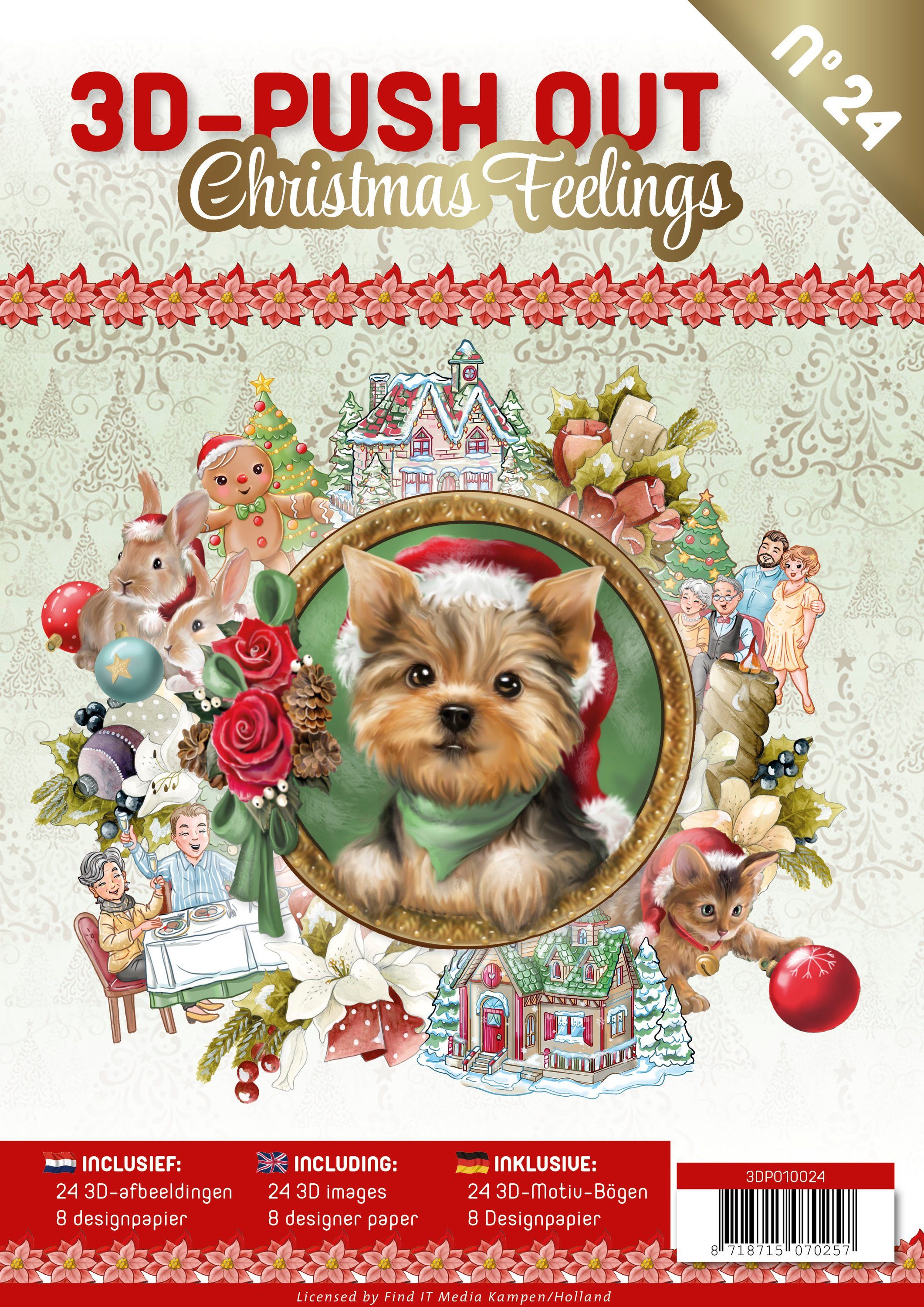 FINDit Motivpapier Christmas Feeling, 24 Bogen, 3D Motive