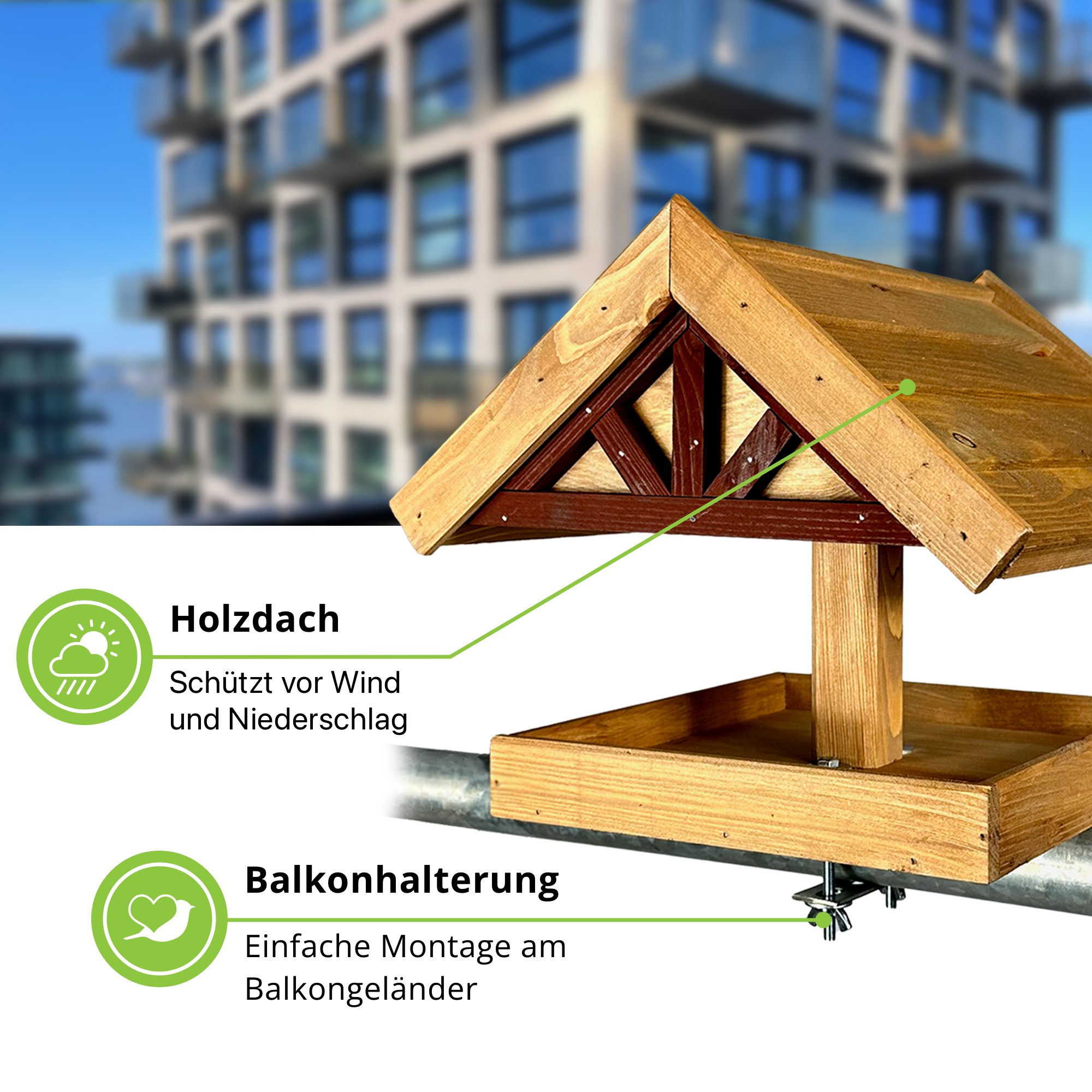 gartenetage Vogelhaus Balkon-Vogelfutterstelle, wetterfest, Handarbeit und einfache Installation