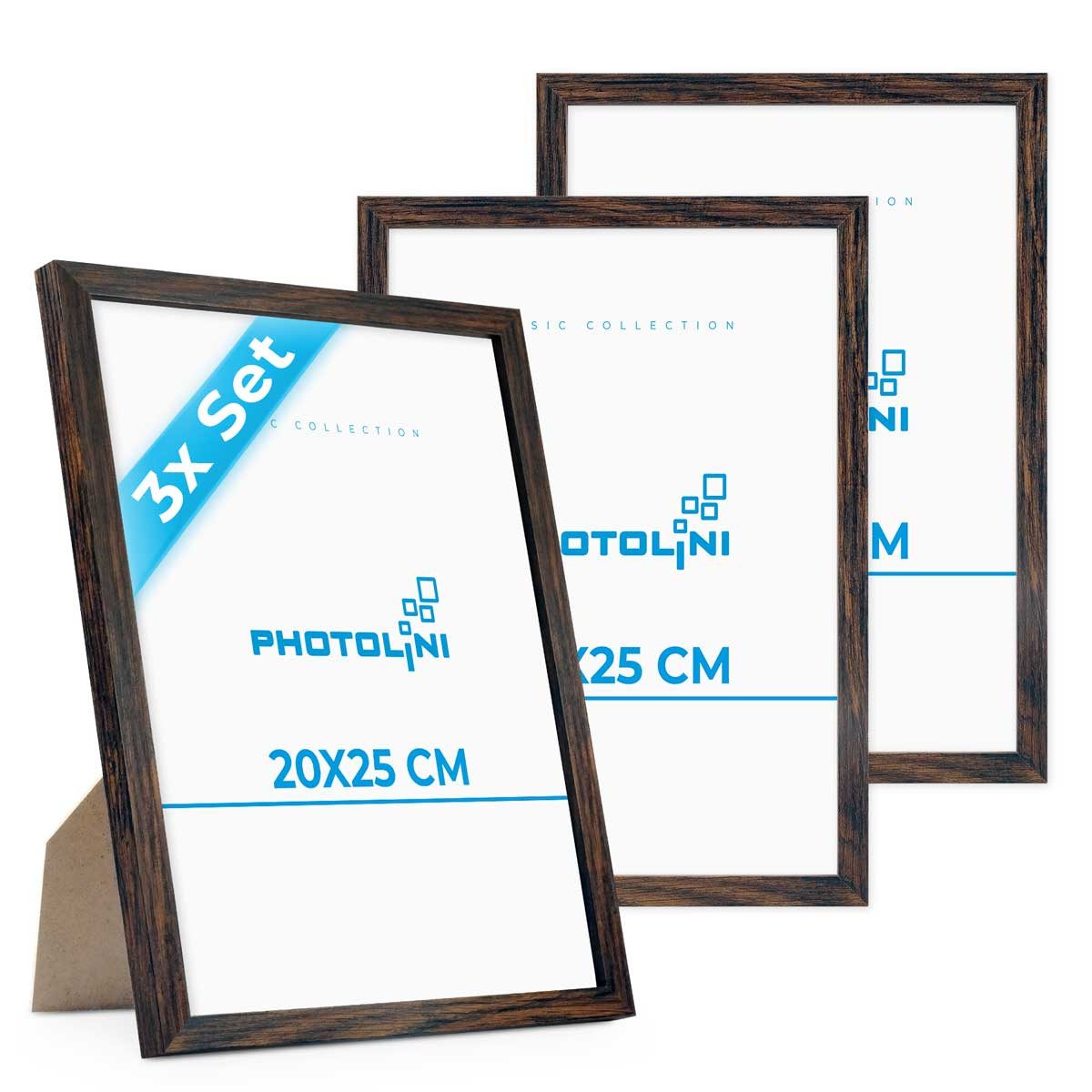 PHOTOLINI Bilderrahmen 3er Set modern mit bruchsicherem Acrylglas, Holz MDF, Fotos & Poster, für 3 Bilder (3er Set), Posterrahmen 20x25 cm zum Aufhängen & Aufst – Bild 2 von 5