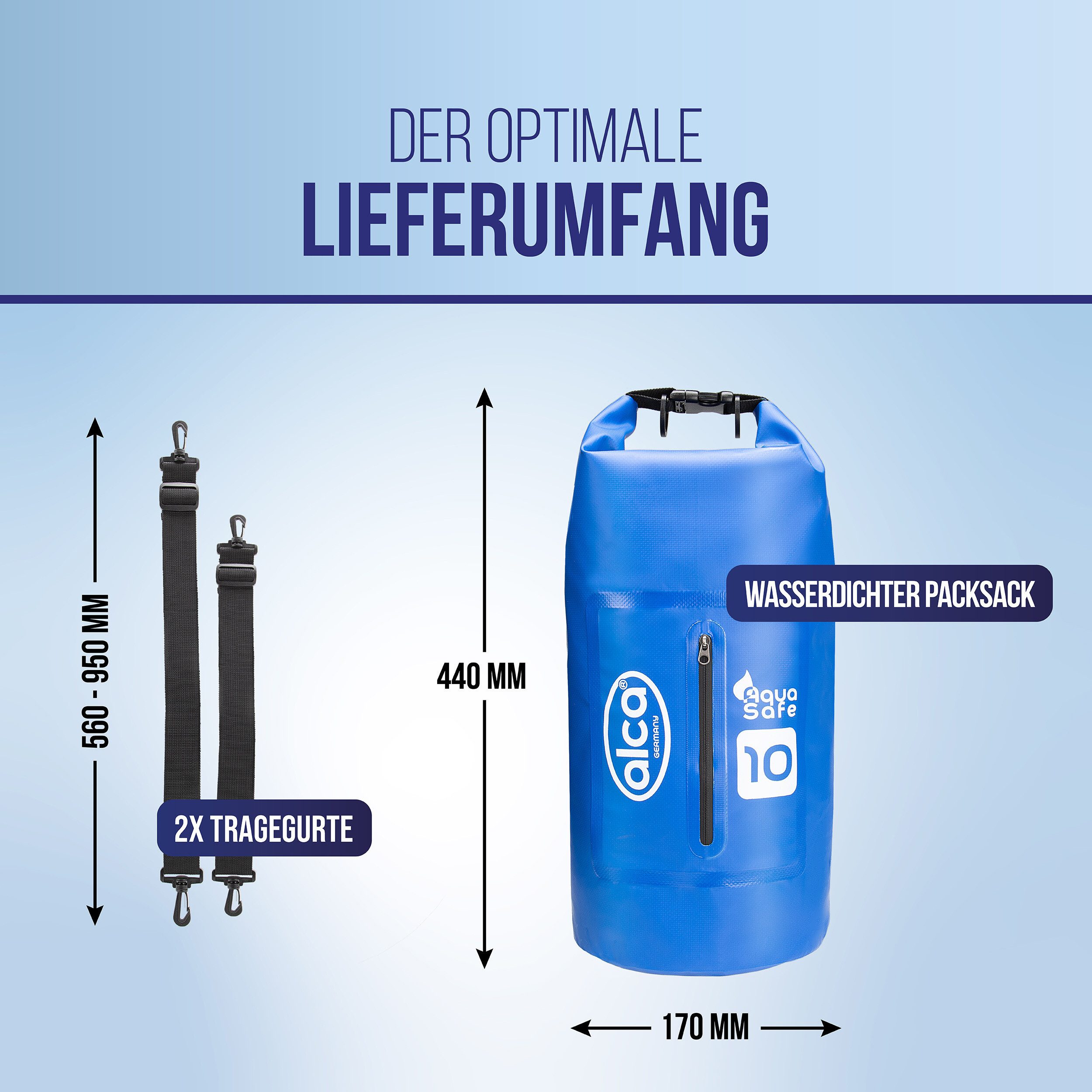 alca Packsack wasserdichter Packsack 10L Roll-Top Verschluss Tragegurt inkl. Tasche (1-tlg)
