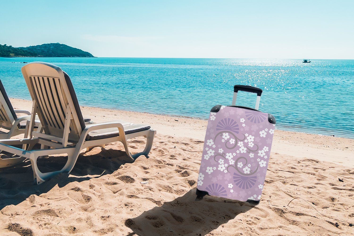 4 Reisekoffer Sakura, mit - Ferien, Reisetasche Blumen Trolley, für Muster - Handgepäckkoffer rollen, Rollen, Handgepäck MuchoWow