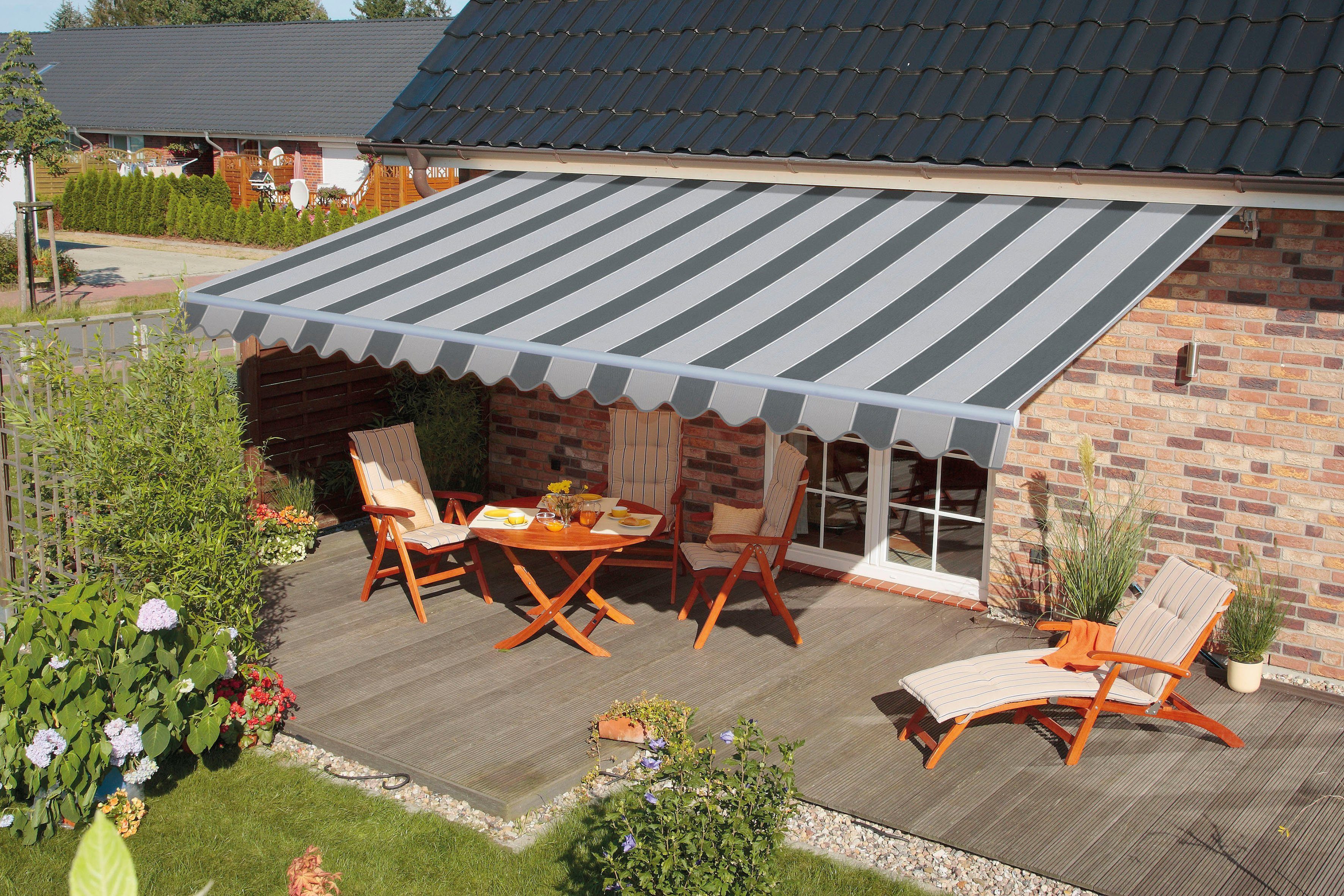 Spettmann Gelenkarmmarkise STAR FIX 250 cm Breite, 200 cm Ausfall, Volant gewellt