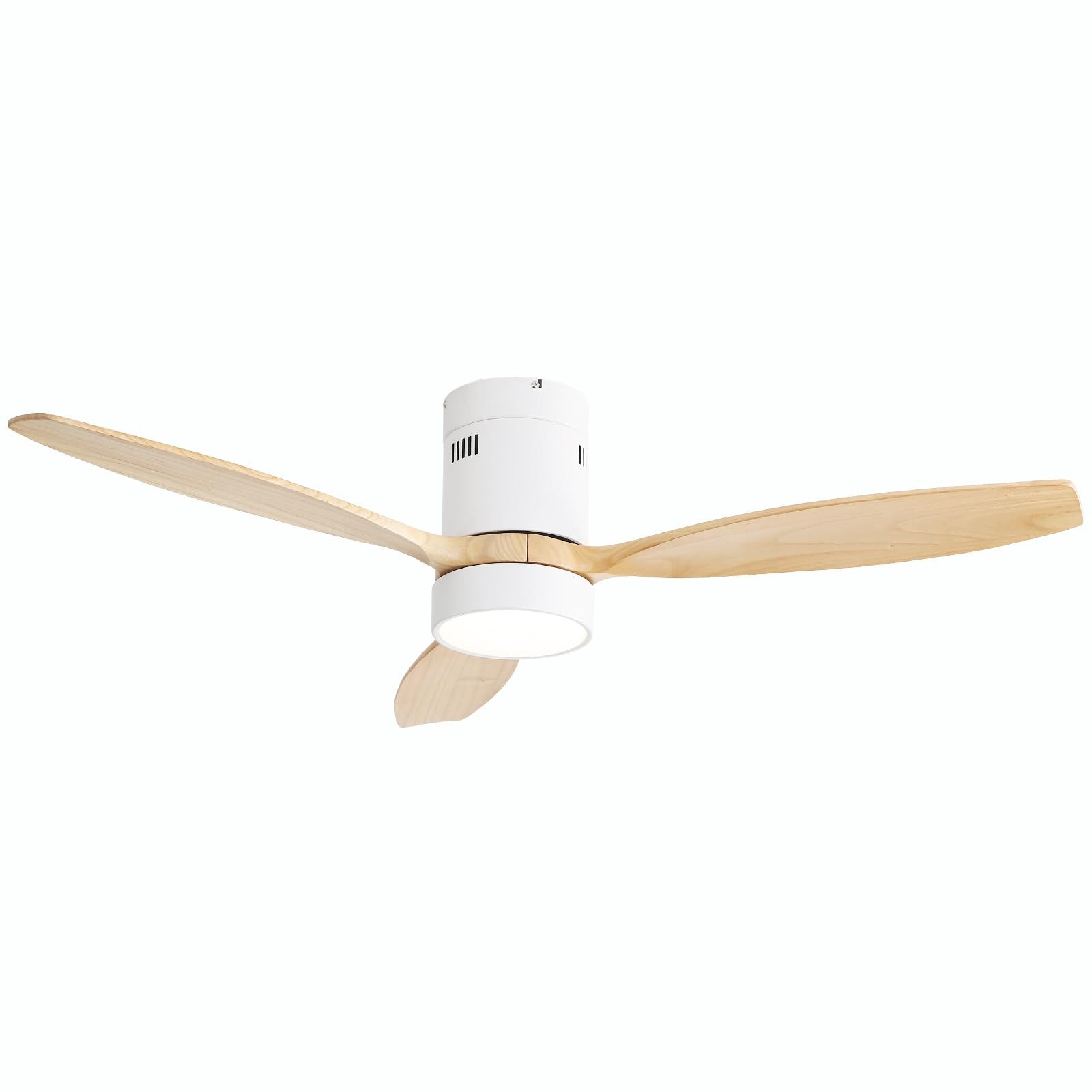 Sofucor Deckenventilator mit Licht, Massivholz Ventilatorflügel, elektrischer Ventilator, 132cm, mit Fernbedienung, 6 Geschwindigkeiten, 1/4/8H Timer