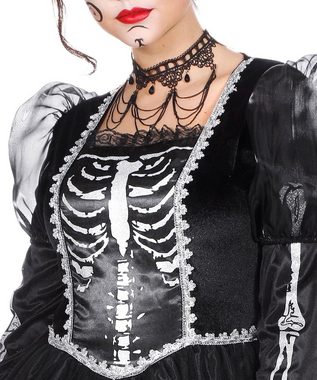Karneval-Klamotten Kostüm La Catrina Tag der Toten Damenkostüm schwarz, Dia de los Muertos Frauenkostüm Halloween