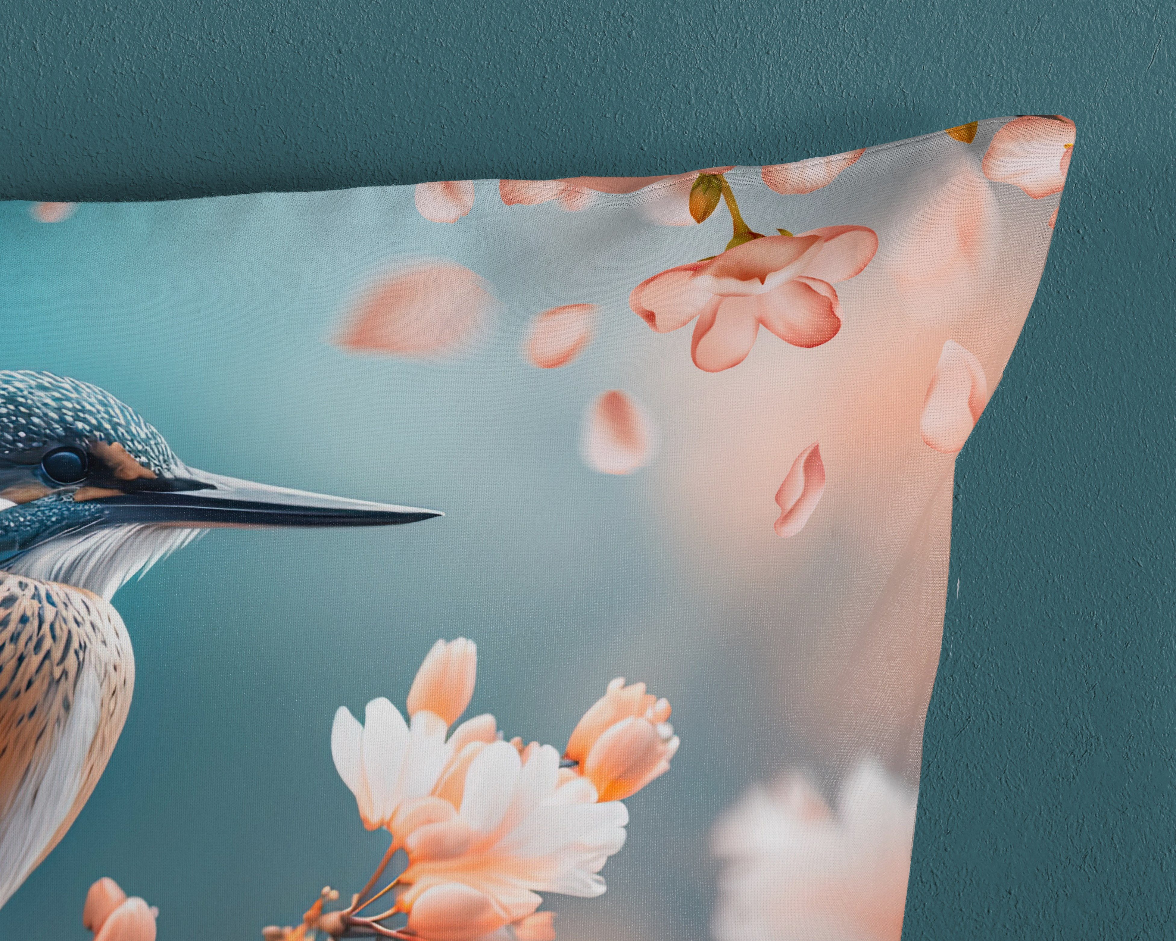 good morning Wendebettwäsche Monti, Renforcé, 2 teilig, 100% Baumwolle, Renforcé, Reißverschluss, Wendeoptik, Blumen, Eisvogel – Bild 4 von 4