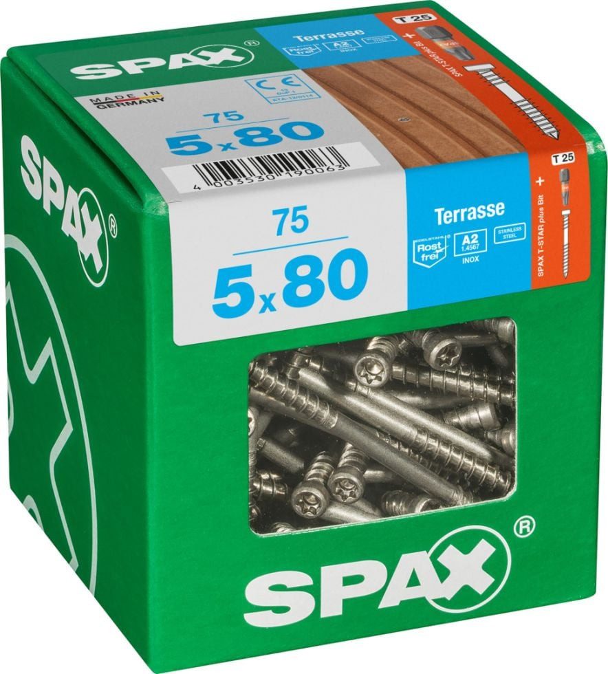SPAX Terrassenschraube Spax Terrassenschrauben 5.0 x 80 mm TX 25 - 75