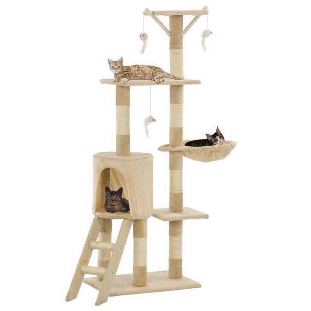 vidaXL Kratzbaum Katzen-Kratzbaum mit Sisal-Säulen 138 cm Beige