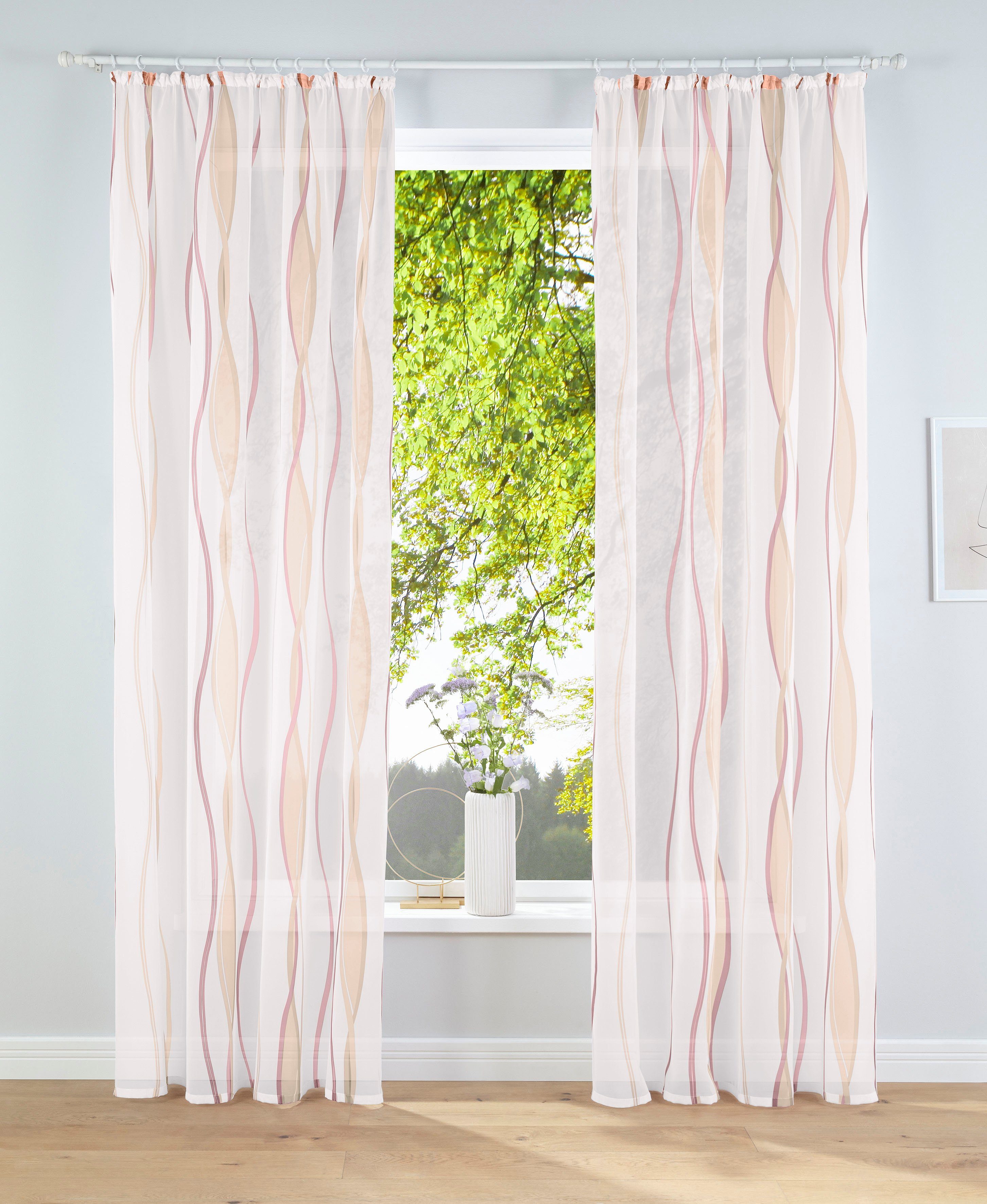 Gardine Dimona, my home, Kräuselband (2 St), transparent, Voile, 2er-Set, Polyester, Wellen