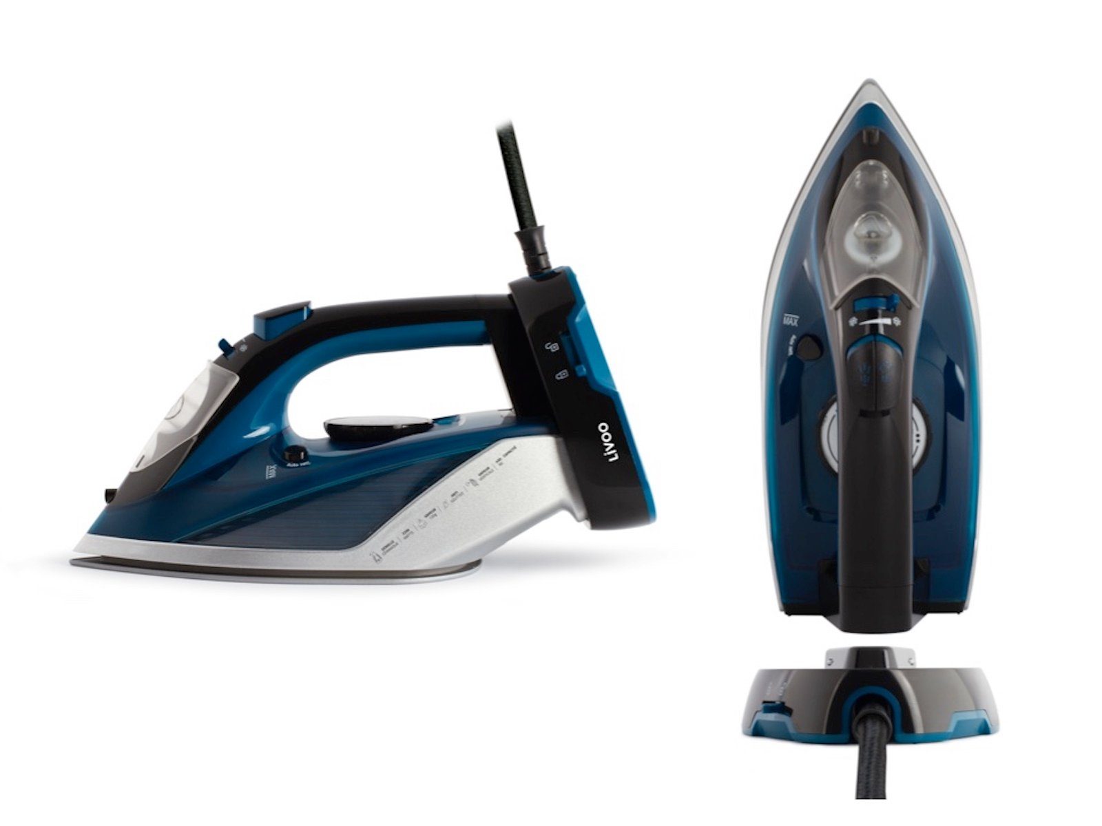 Dampfbügeleisen LIVOO Dampfbügeleisen Bügelstation kabellos Keramiksohle 2200 Watt DOM403 blau