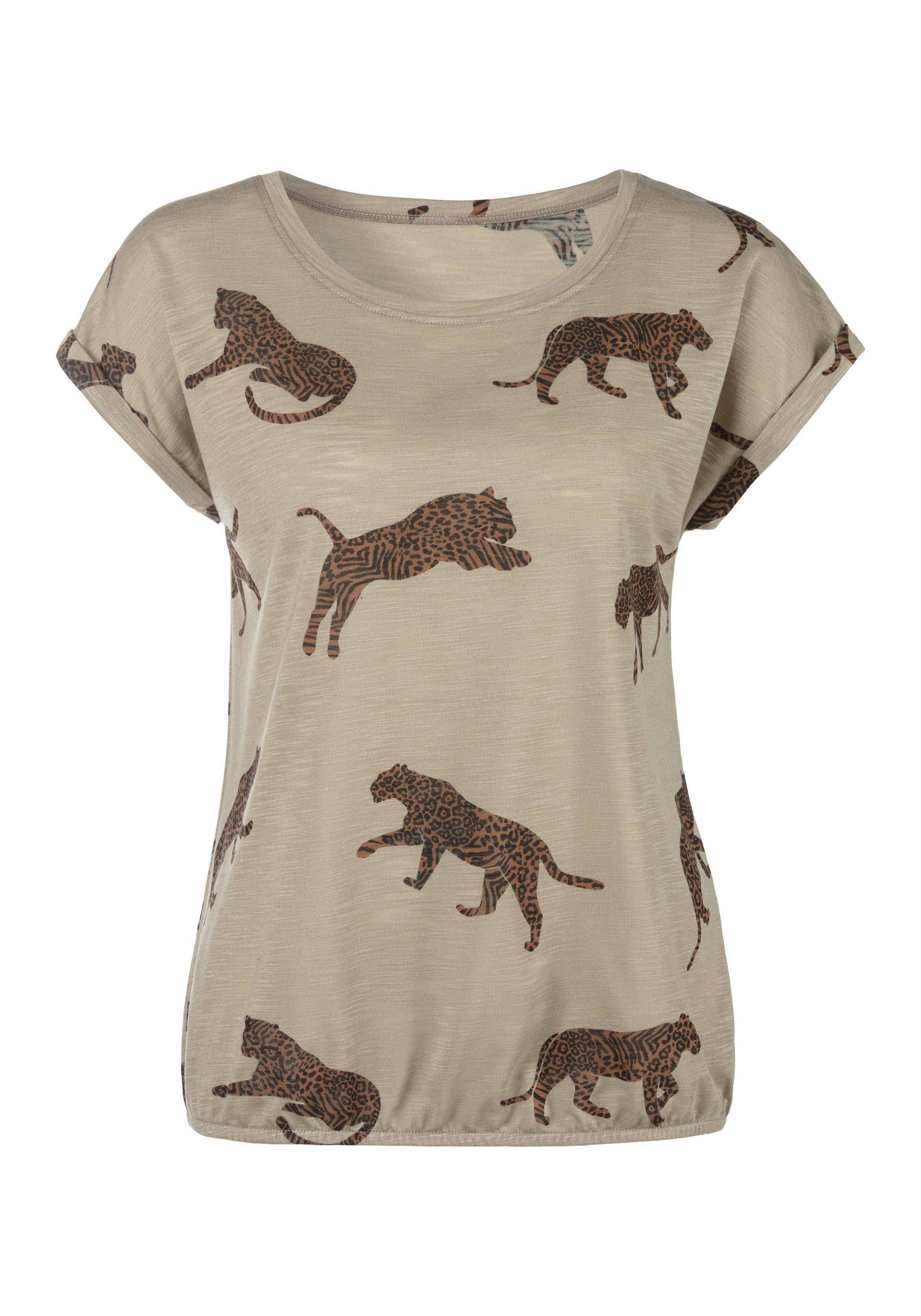 Leoparden-Motiv Kurzarmshirt LASCANA mit