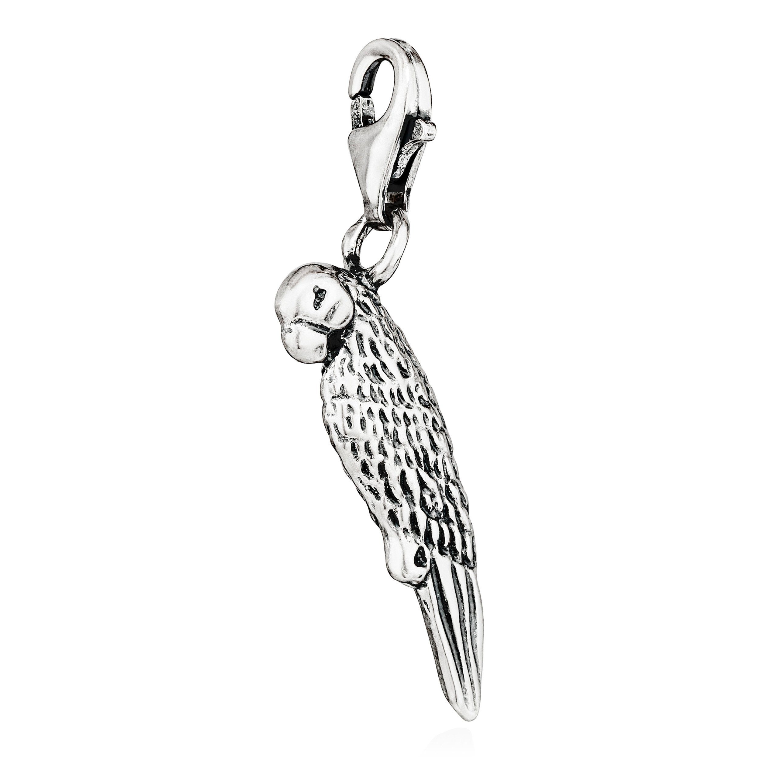 NKlaus Kettenanhänger Charm-Anhänger Papagei Vogel 925 Silber antik 24x8mm Silberanhänger Am