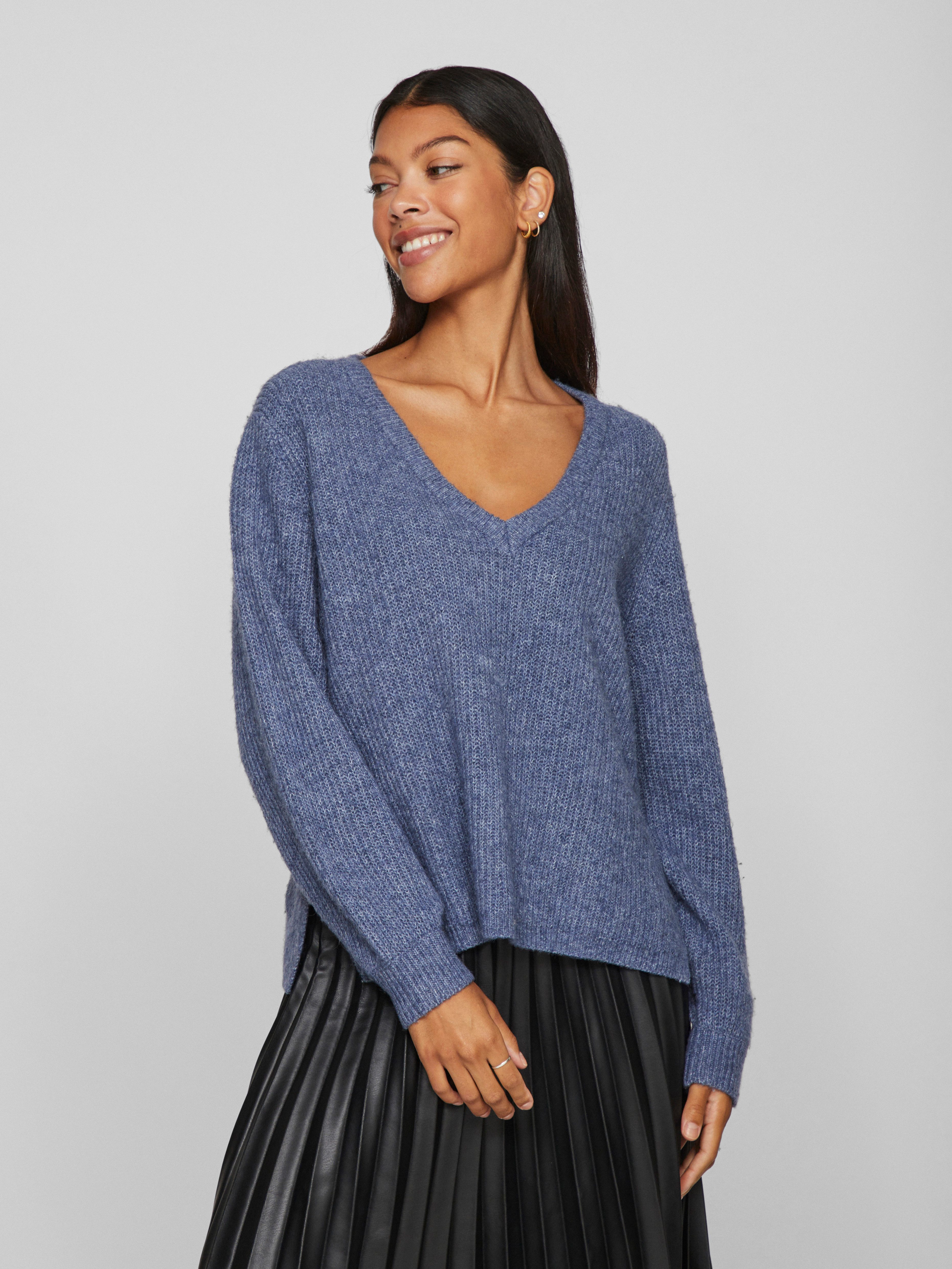 Vila V-Ausschnitt-Pullover VIBELUNA V-NECK REV L/S günstig online kaufen