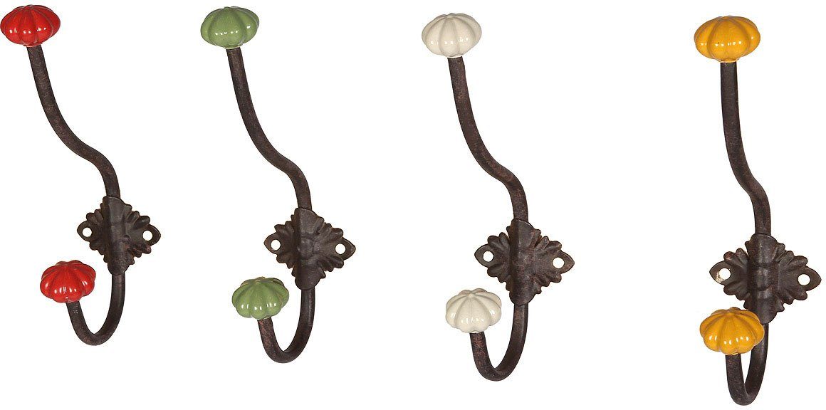 Ambiente Haus Garderobenhaken Haken mit Keramik - grün 23cm (1 St)