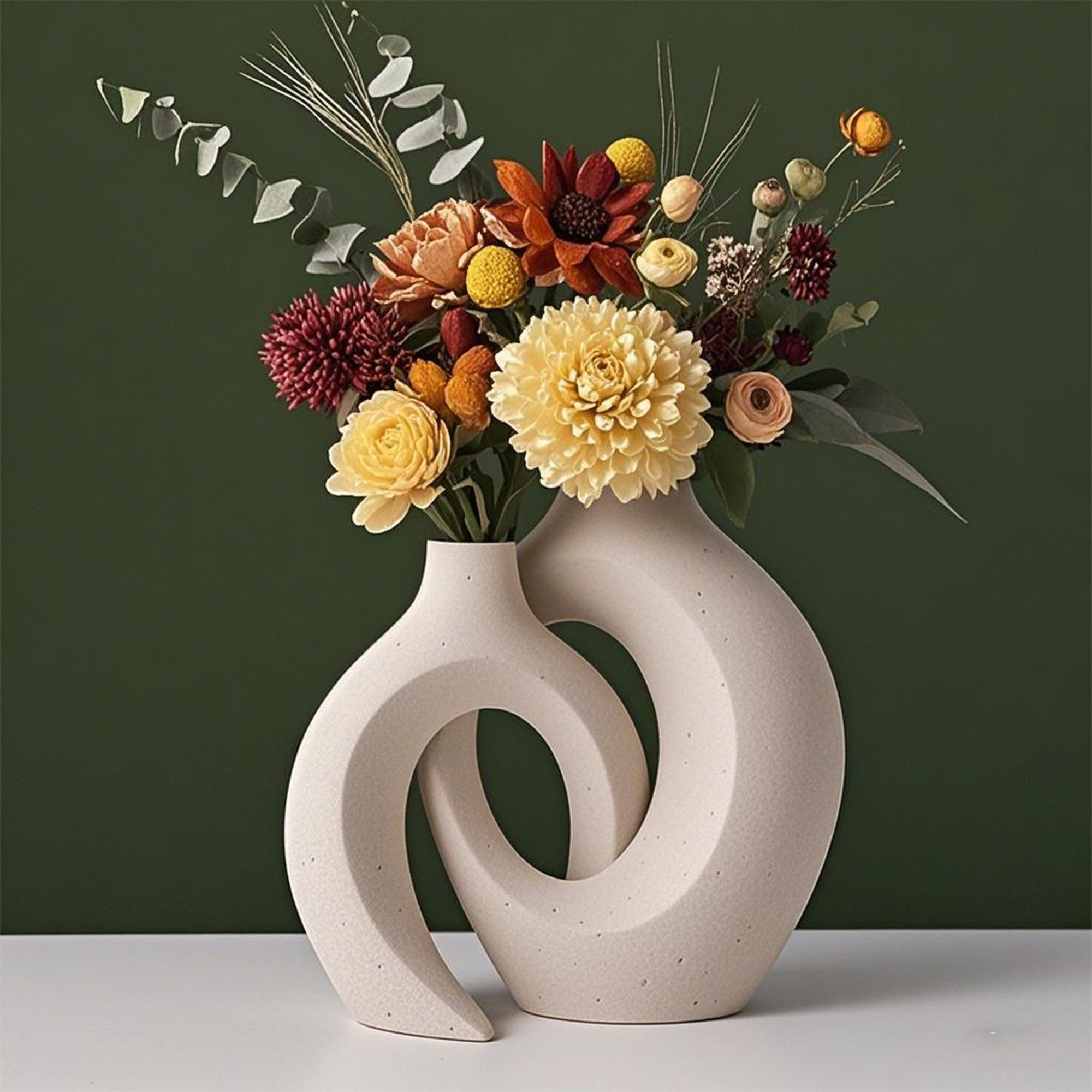 YINDN Dekovase 2er-Set Keramik Vase, Getrocknete günstig online kaufen
