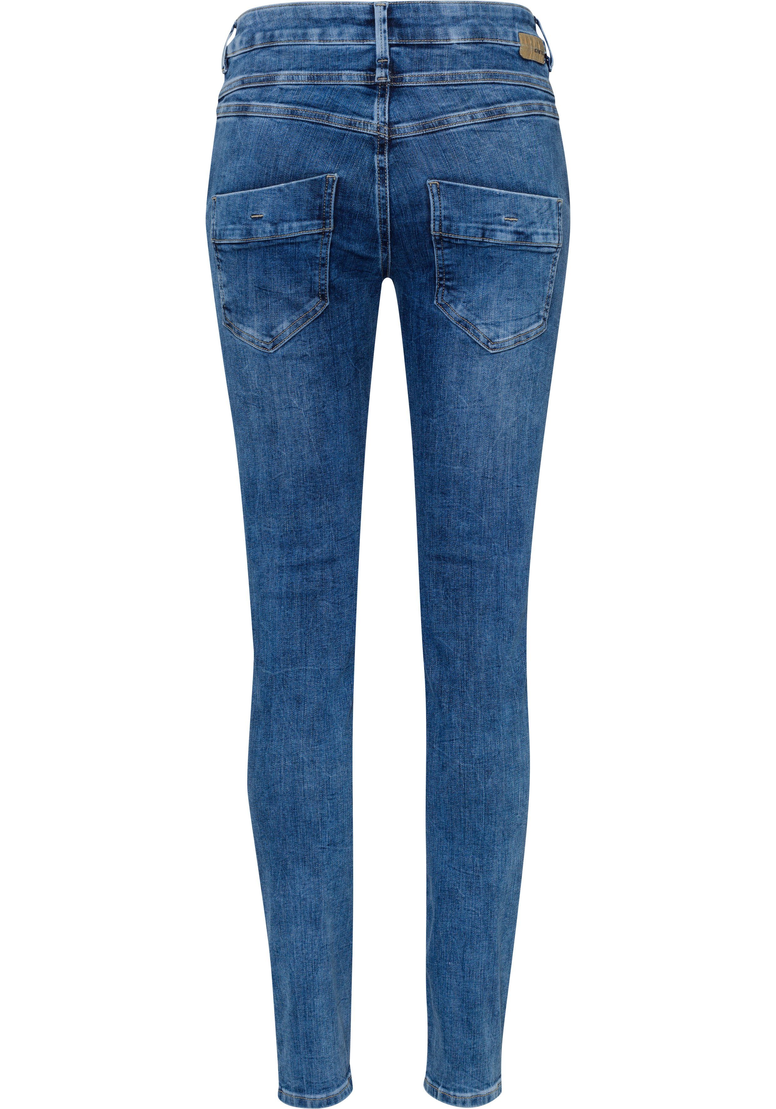 Knopfleiste offener Slim-fit-Jeans mit mid blue 94CARLI GANG