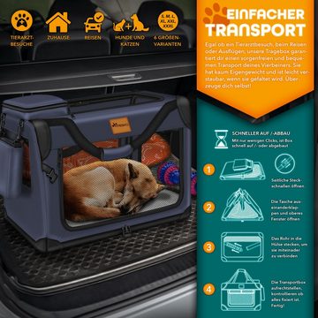 TRESKO Hunde-Transportbox Hundebox faltbar inkl. Leckmatte und Spatel bis 15,00 kg, Transportbox für Hunde und Katzen Hundetransportbox Hundetasche