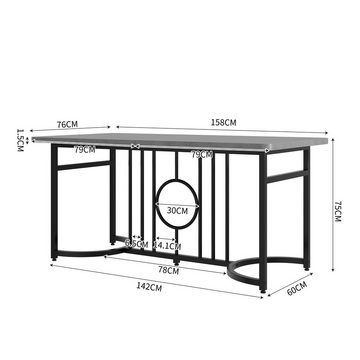 Flieks Esstisch (158x76x75 cm, 1-St), rechteckig Küchentisch Betonoptik Schreibtisch, Metallbeine