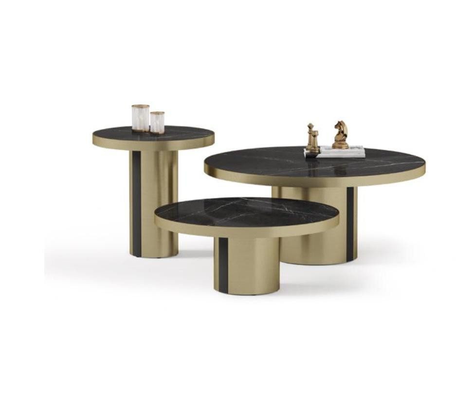 Xlmoebel Couchtisch Exklusives Set von 3 runden Design-Couchtischen für das moderne (3x Журнальні столики), Hergestellt in Europa