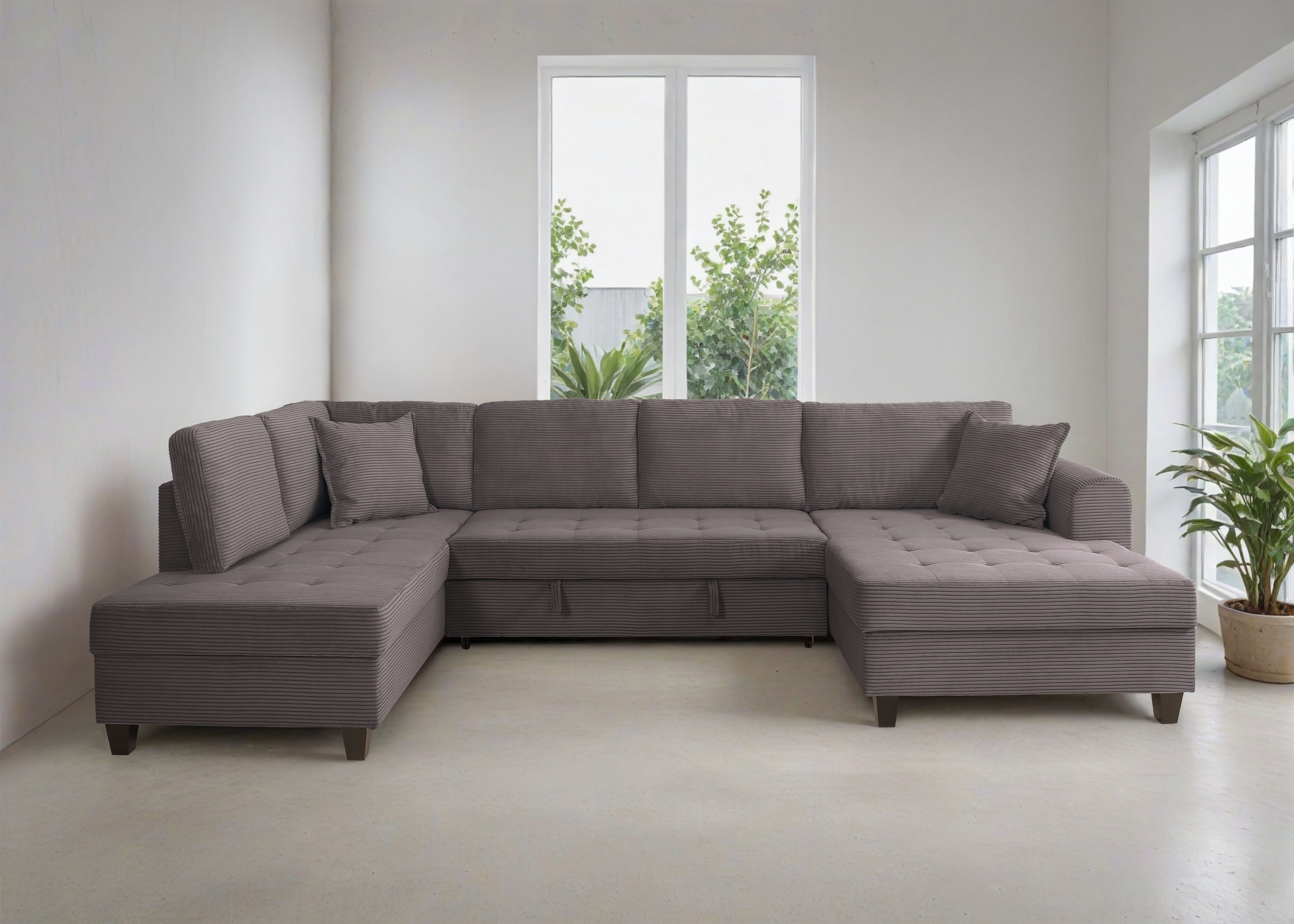OTTO home Wohnlandschaft Moritz U-Form, B: 324 cm, mit Schlaffunktion, Bettkasten & Zierkissen