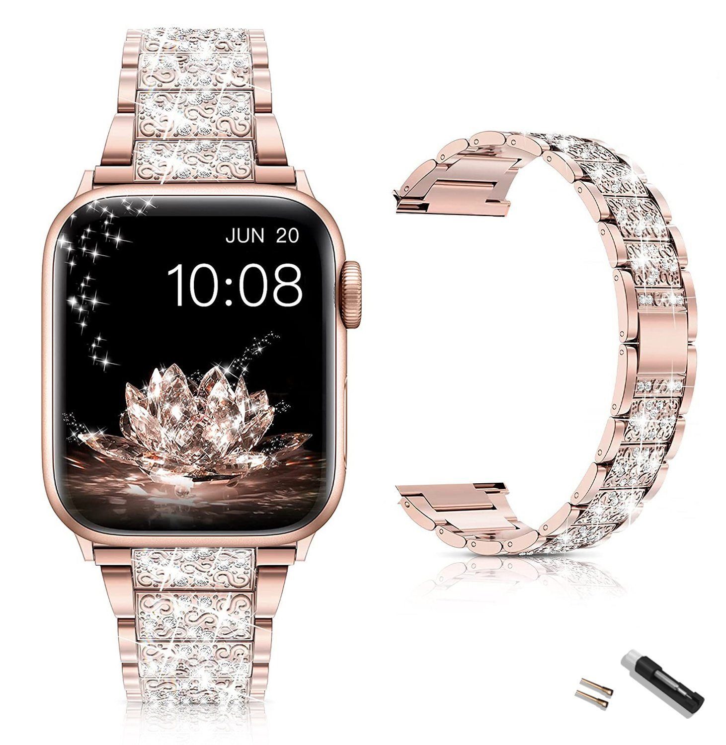 Diida Smartwatch-Armband Watch Band, Armband, Band für Apple Watch, für iWatch, 38/40/ 41 mm, Serie 7, 6, 5, 4, 3, 2, 1 SE, Sternfarbe Roségold