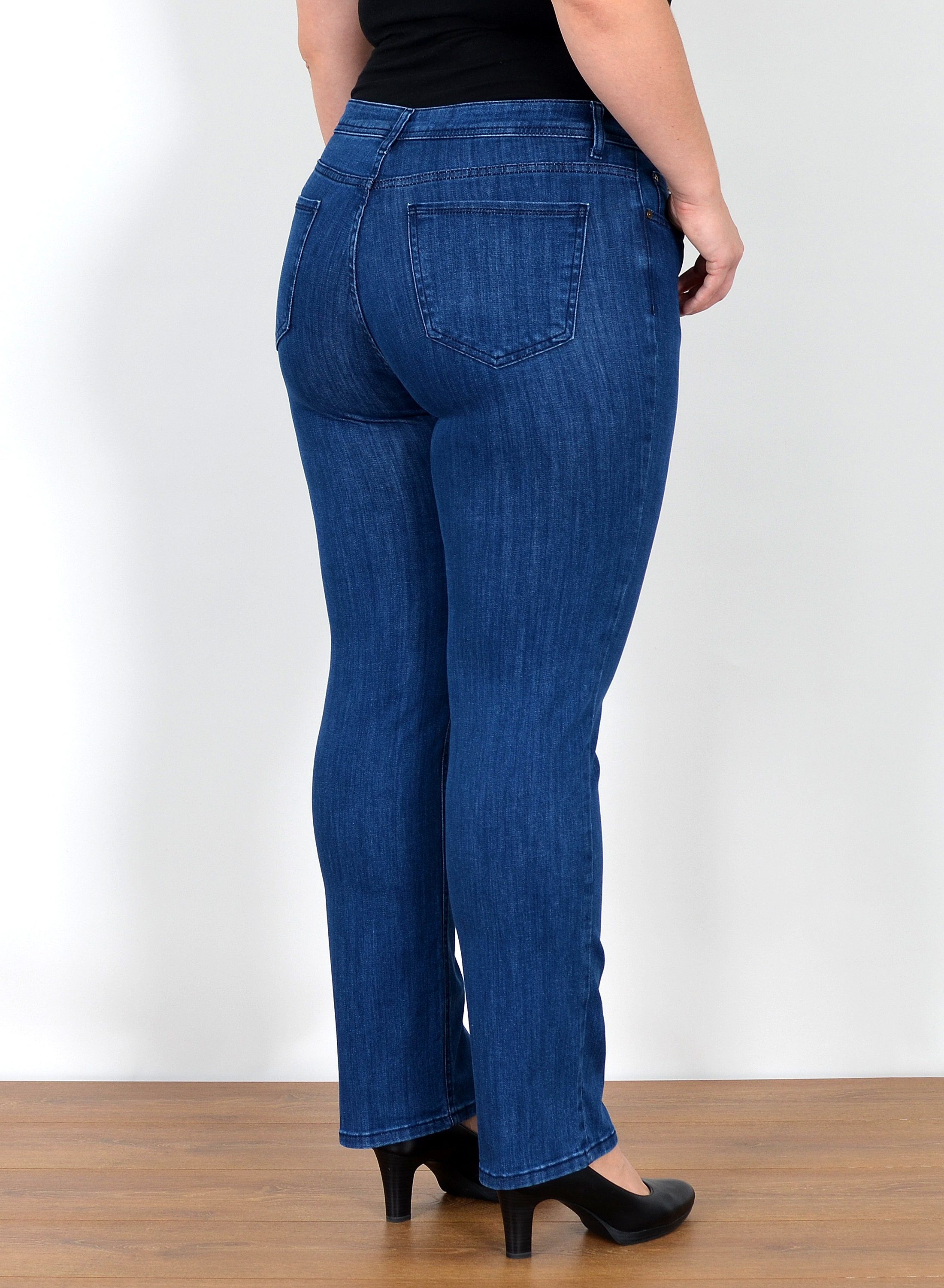 ESRA Straight-Jeans Gerade Schnitt Jeans Damen Hose High Rise bis Große Größe High Waist Straight Fit Jeans Gerade Jeanshose Damen bis Übergröße – Bild 5 von 5