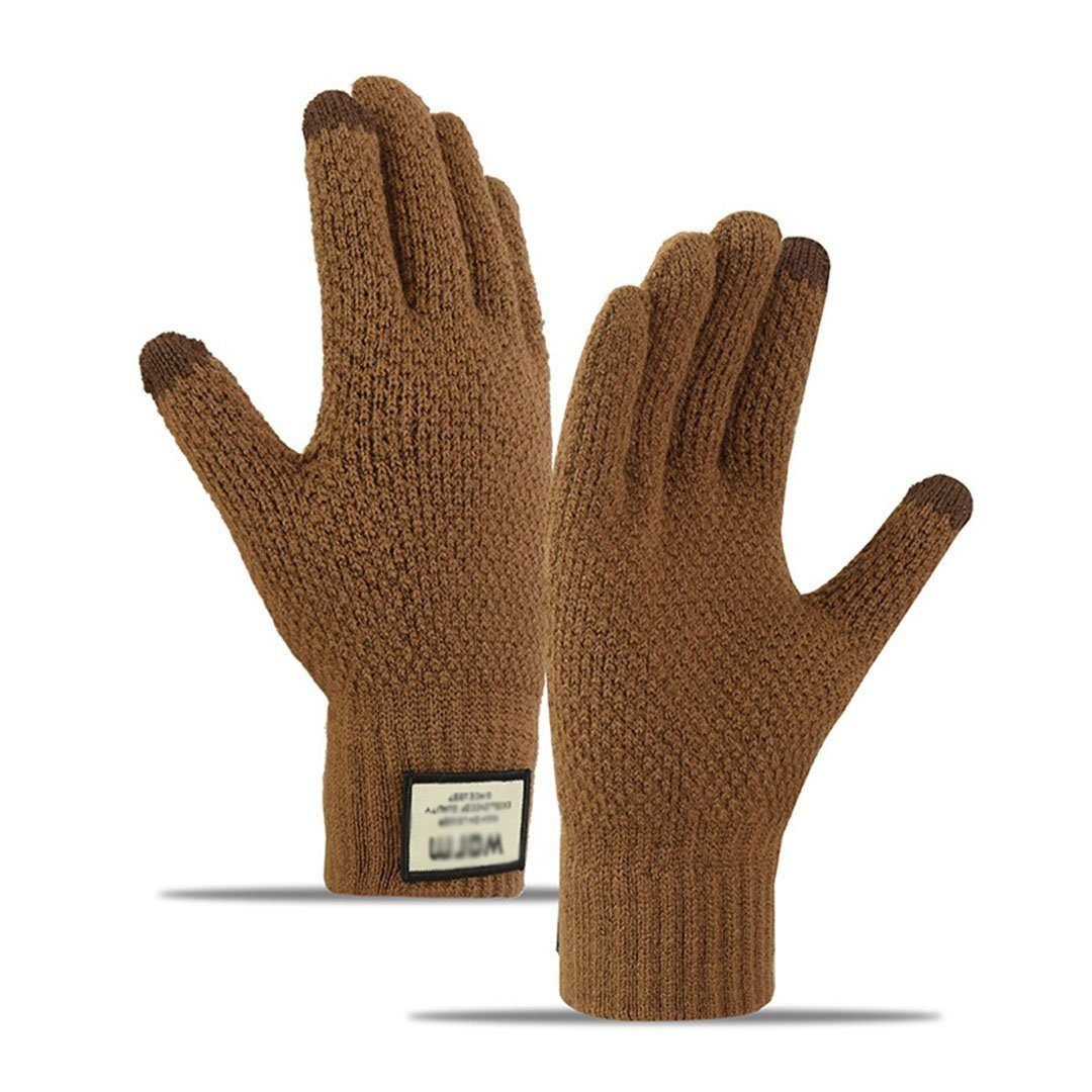 AUKUU Strickhandschuhe Strickhandschuhe Verdickte warme und kalte (Winter-Touchscreen-Strickhandschuhe) bräunlichgelb