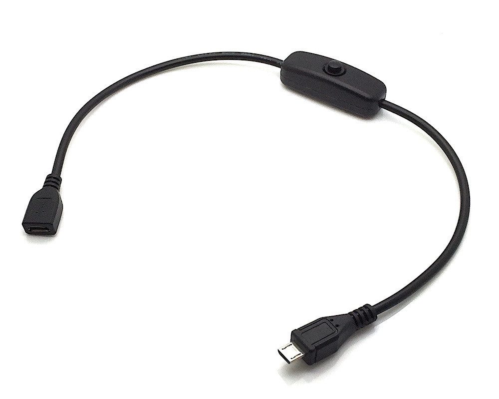USB 2.0 DC-Kabel mit Schalter Micro B Buchse - Micro B Stecker 0,30m USB-Kabel