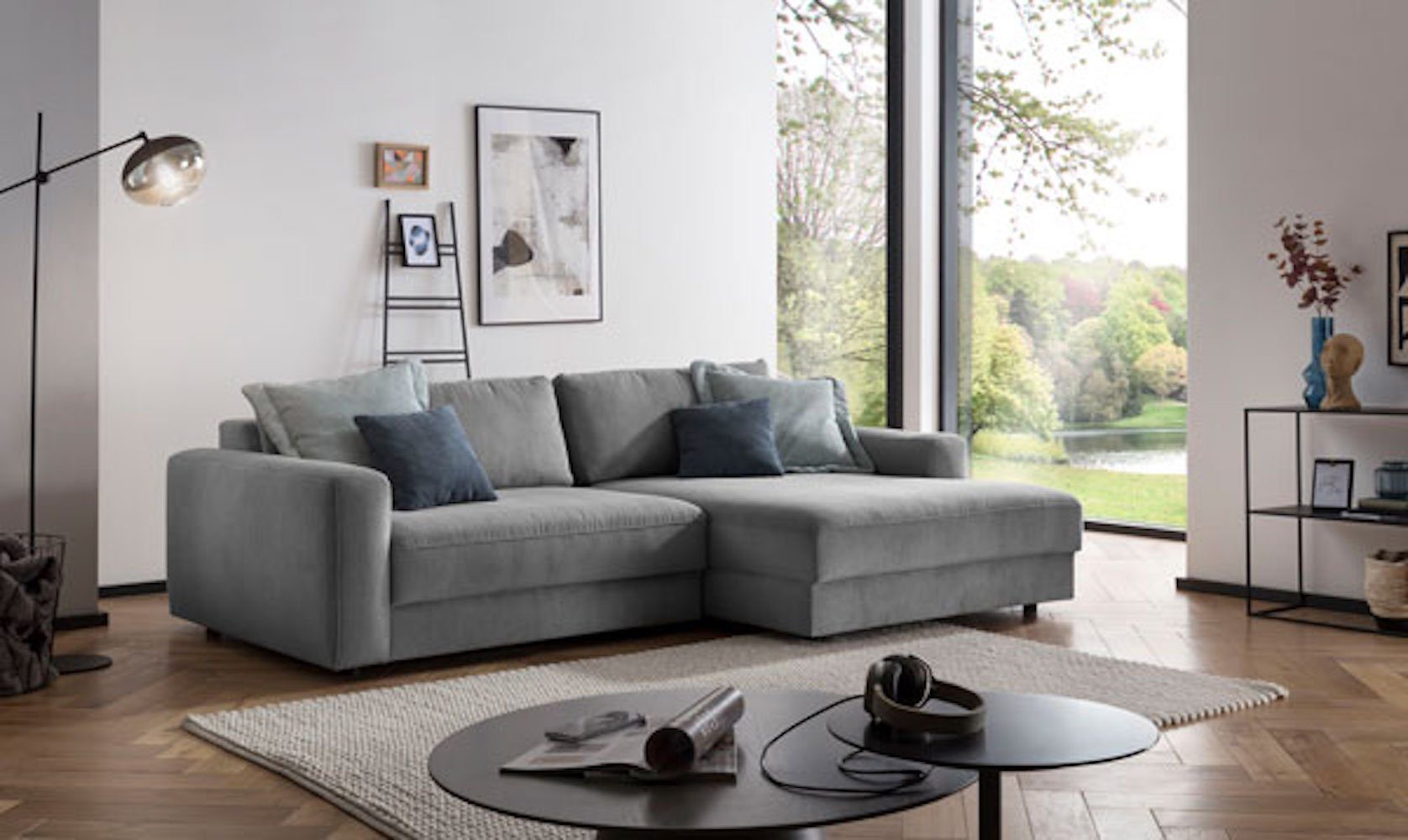 Feldmann-Wohnen Ecksofa Bogota, Recamiere 250x176x84cm grau rechts