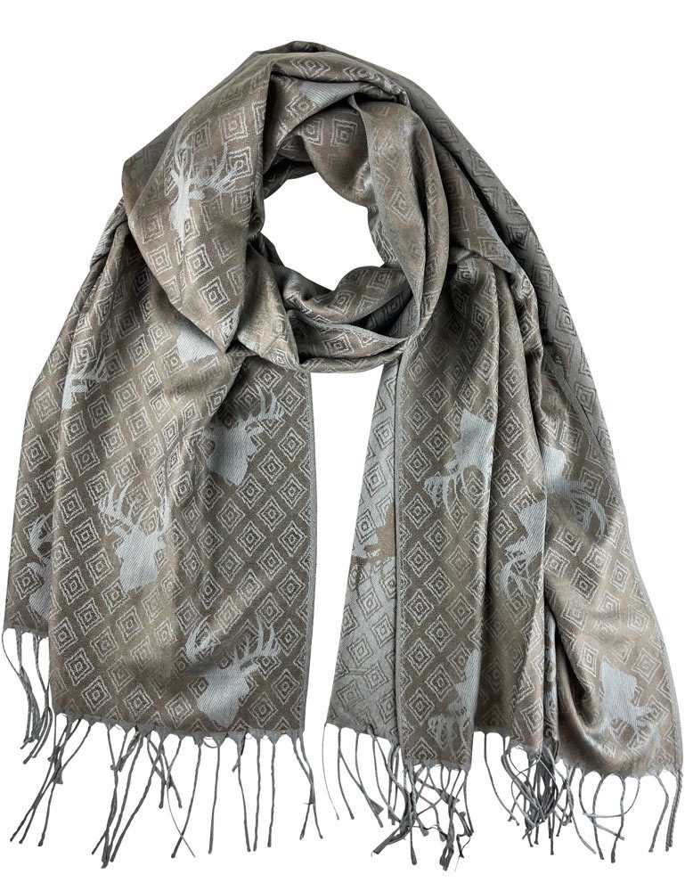 Trachtenland Schal Halstuch Schal mit Hirschkopf Motiv 185 x 70 cm