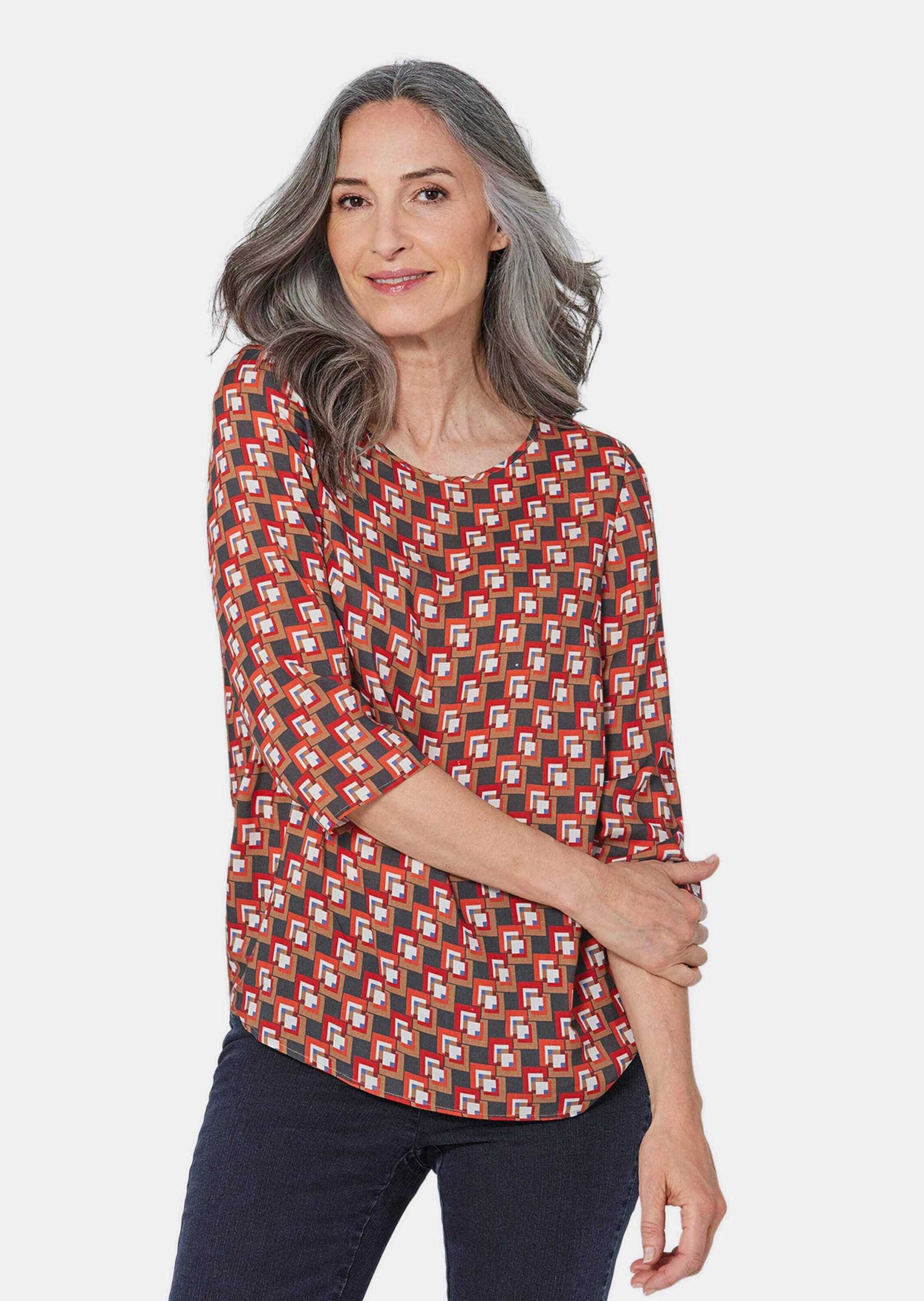 GOLDNER Schlupfbluse Bluse 3/4-Arm mit grafischem Druck günstig online kaufen