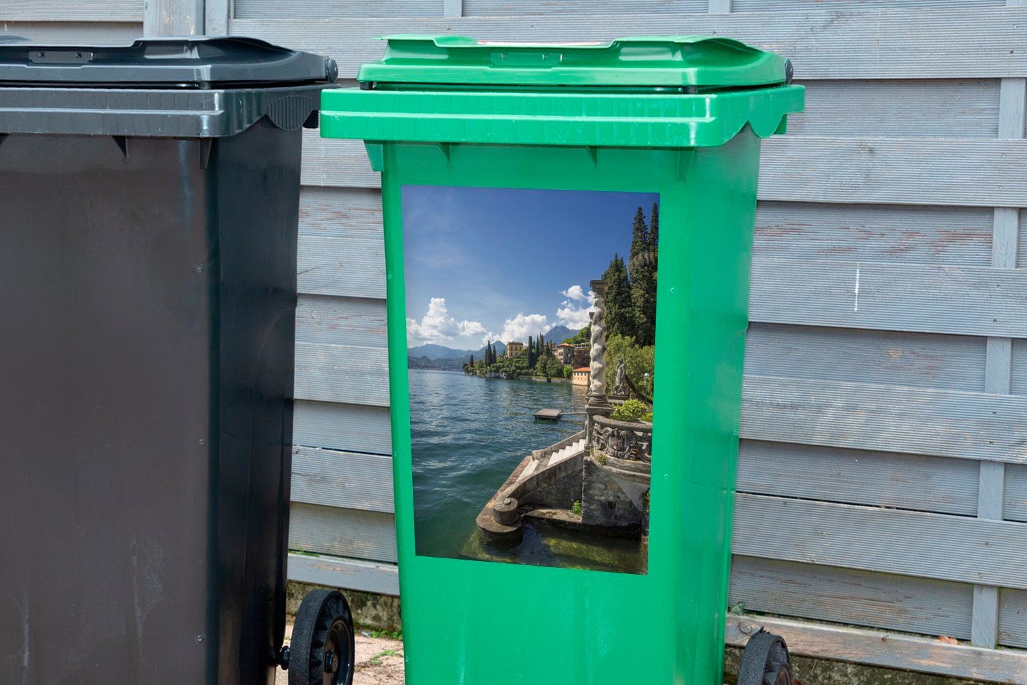 Mülleimer-aufkleber, (1 Wandsticker Container, Abfalbehälter Dorf - Treppe - St), Comer Sticker, Mülltonne, MuchoWow See