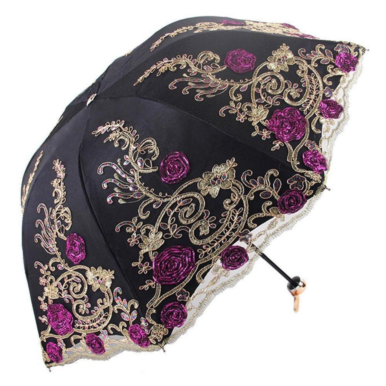 LuxusKollektion Angelschirm Spitzensonnenschirm Hochzeit Schwarz