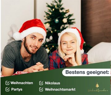 Weihnachtswunder® Bommelmütze 2er Samt Weihnachtsmütze Nikolausmütze rot - Weihnachten (2 Stück) weicher Samt