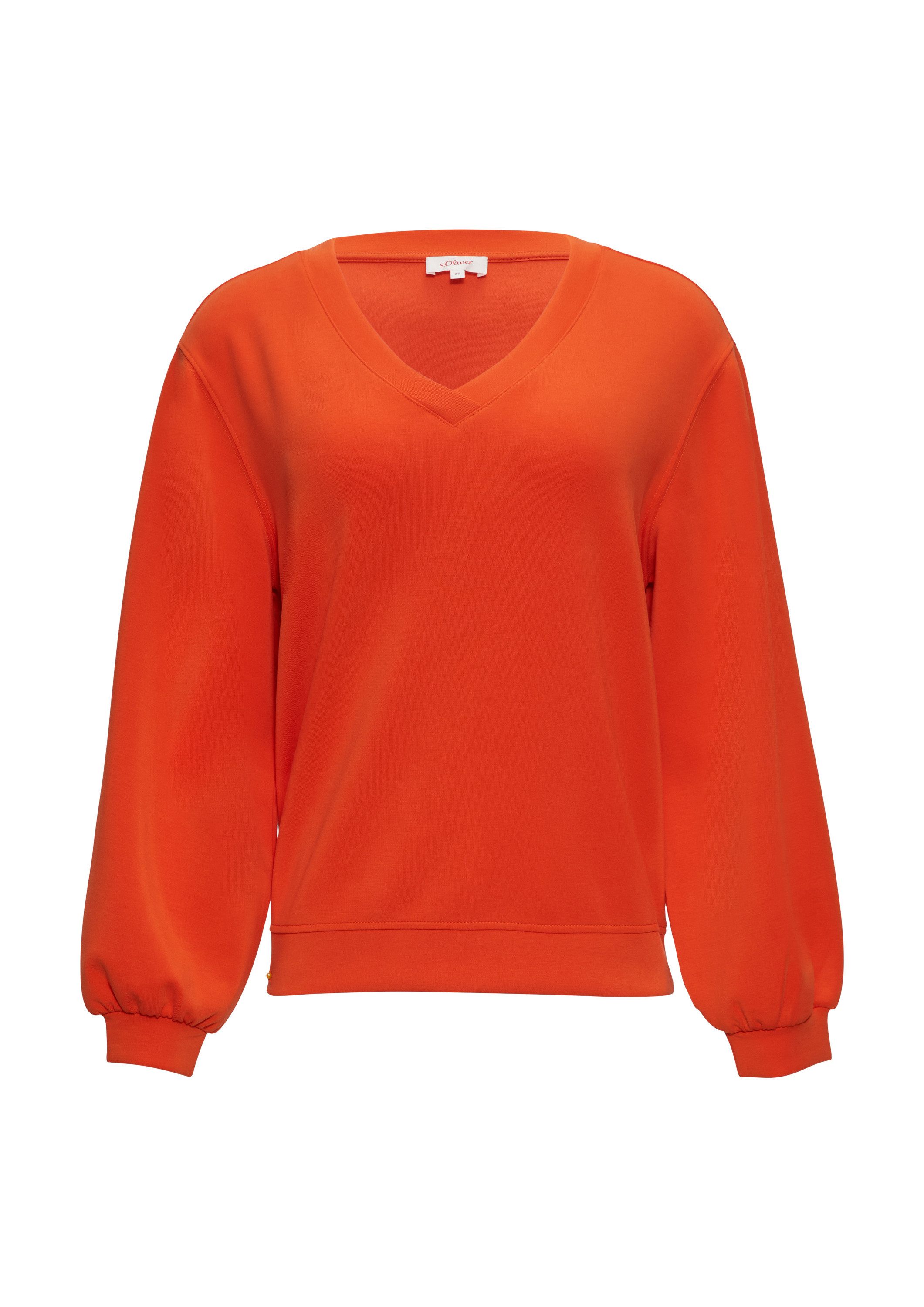 s.Oliver Sweatshirt Sweatshirt Scuba-Sweatshirt mit V-Ausschnitt günstig online kaufen