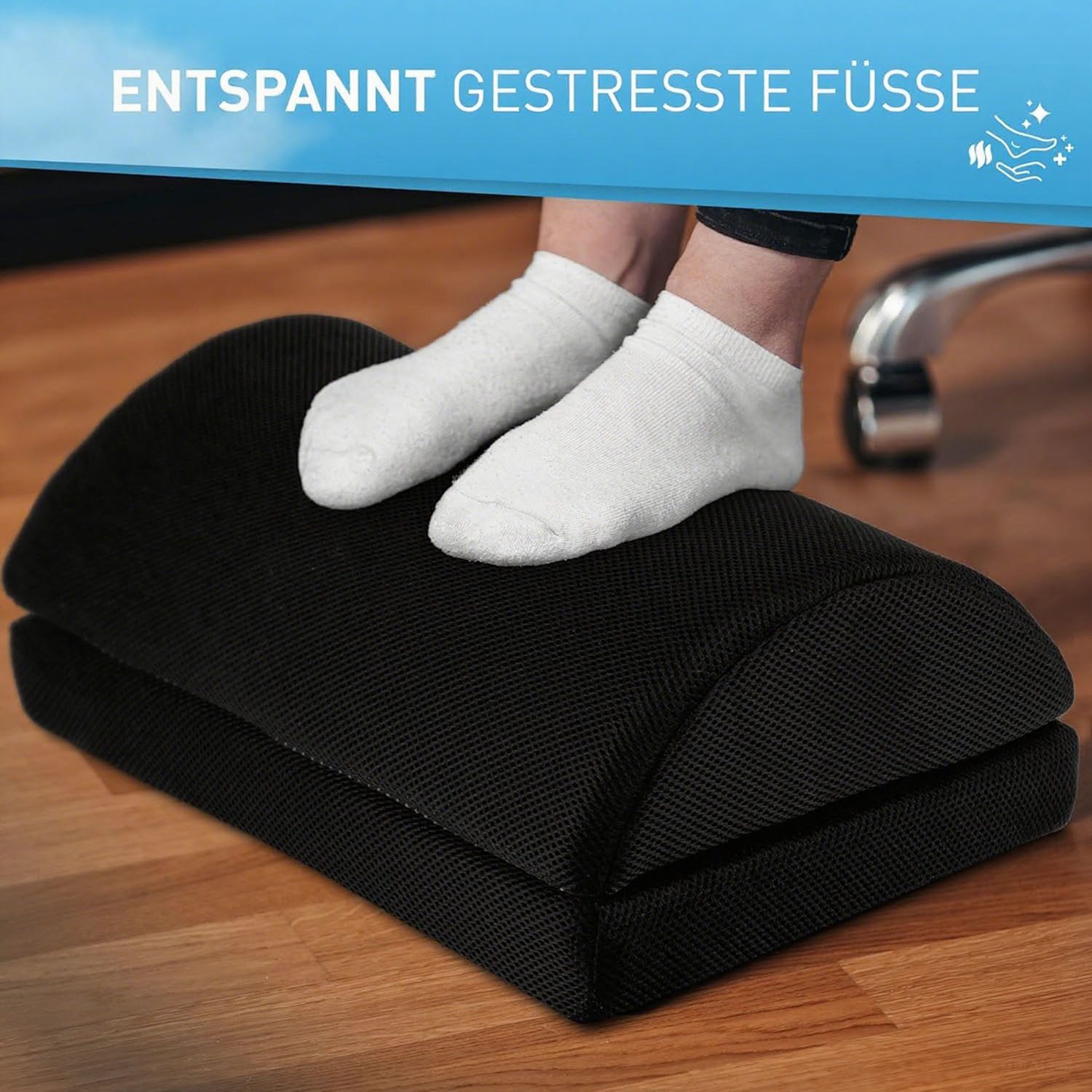 SURFOU Fußstütze Schreibtisch Fußablage 2 Höhen Verstellbar Ergonomische, Footrest für mehr Komfort für Büro & Home Office Fussstütze Unterm
