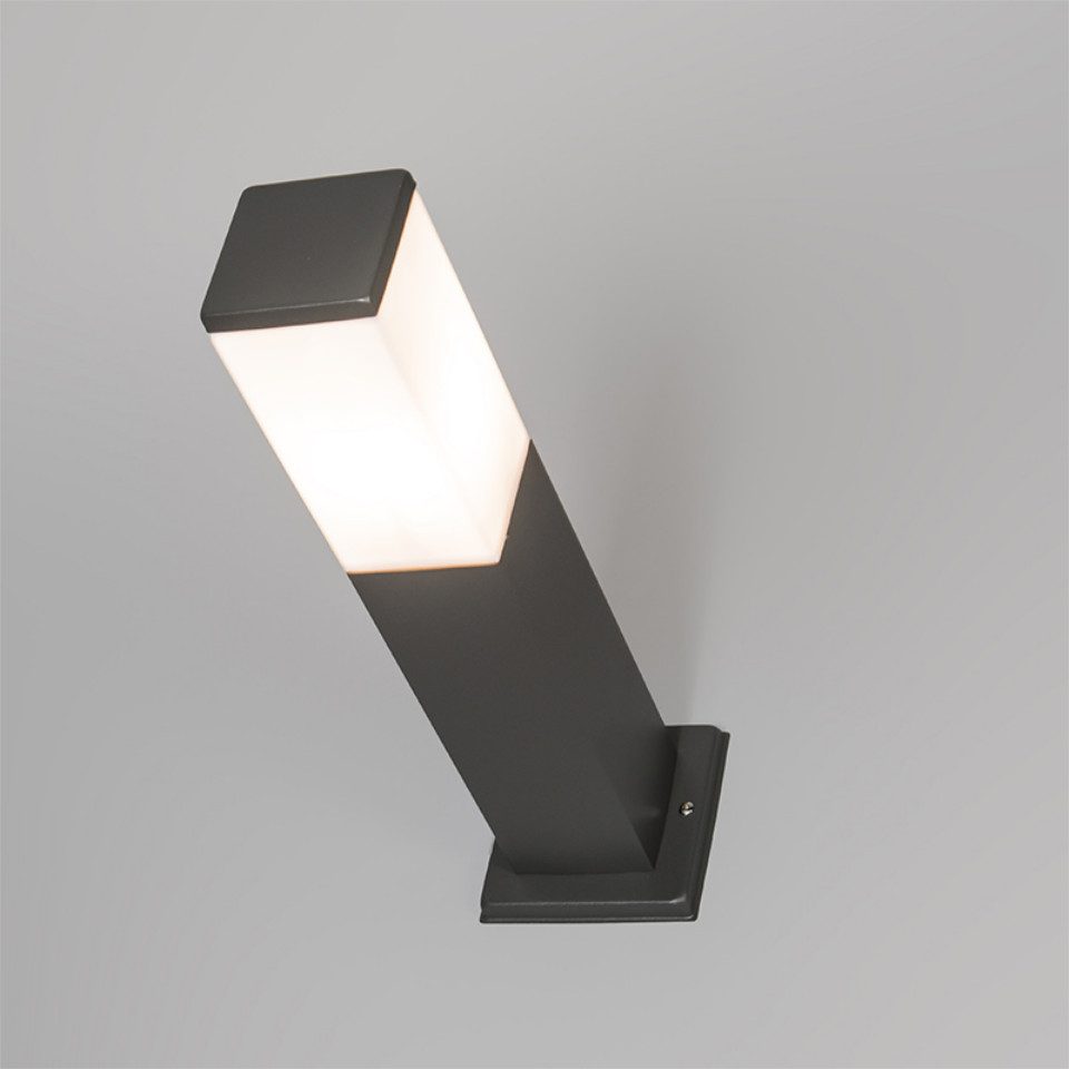 Qazqa Außen-Stehlampe Malios, LED wechselbar, E27, Dunkelgrau, Modern, Kunststoff, 1-flammig