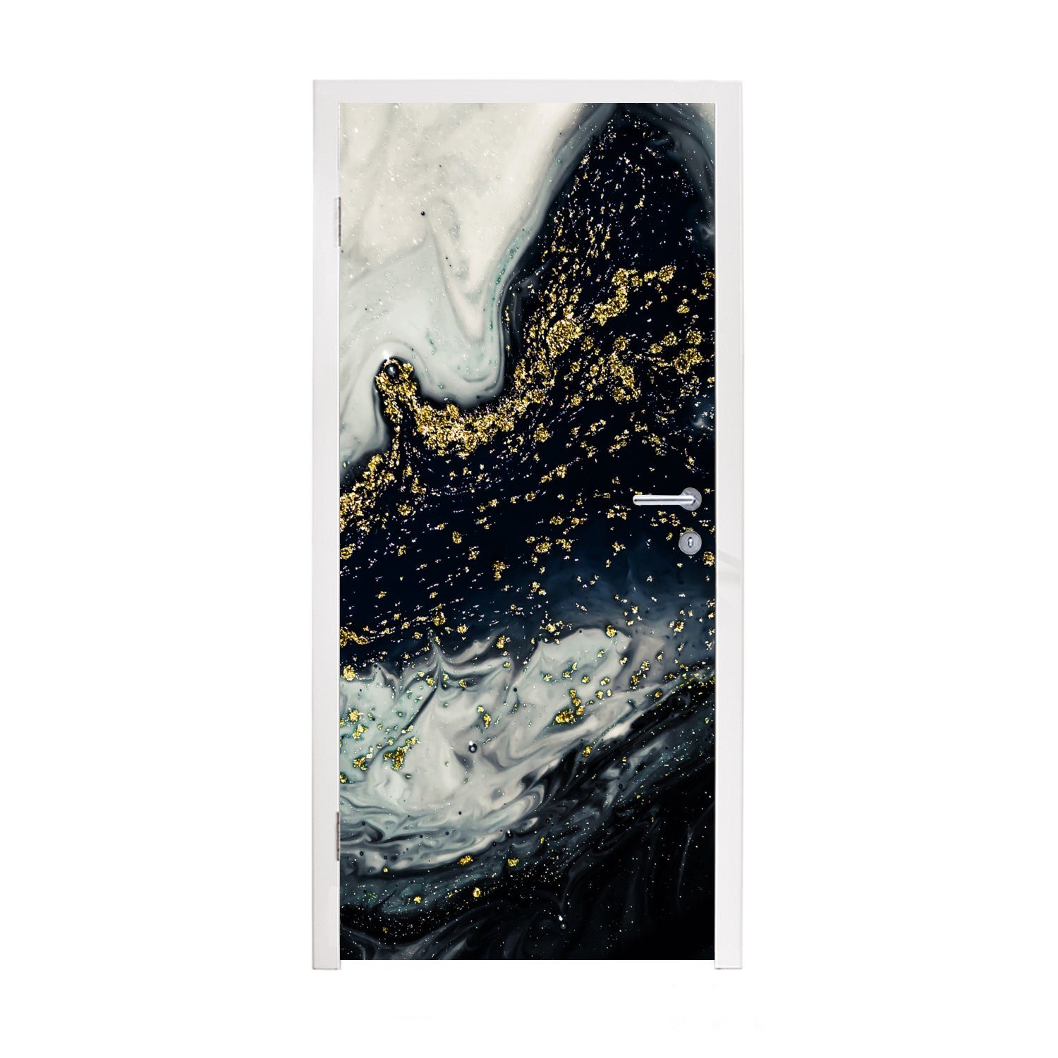 MuchoWow Türtapete Marmor - Naturstein - Gold, Matt, bedruckt, (1 St), Fototapete für Tür, Türaufkleber, 75x205 cm