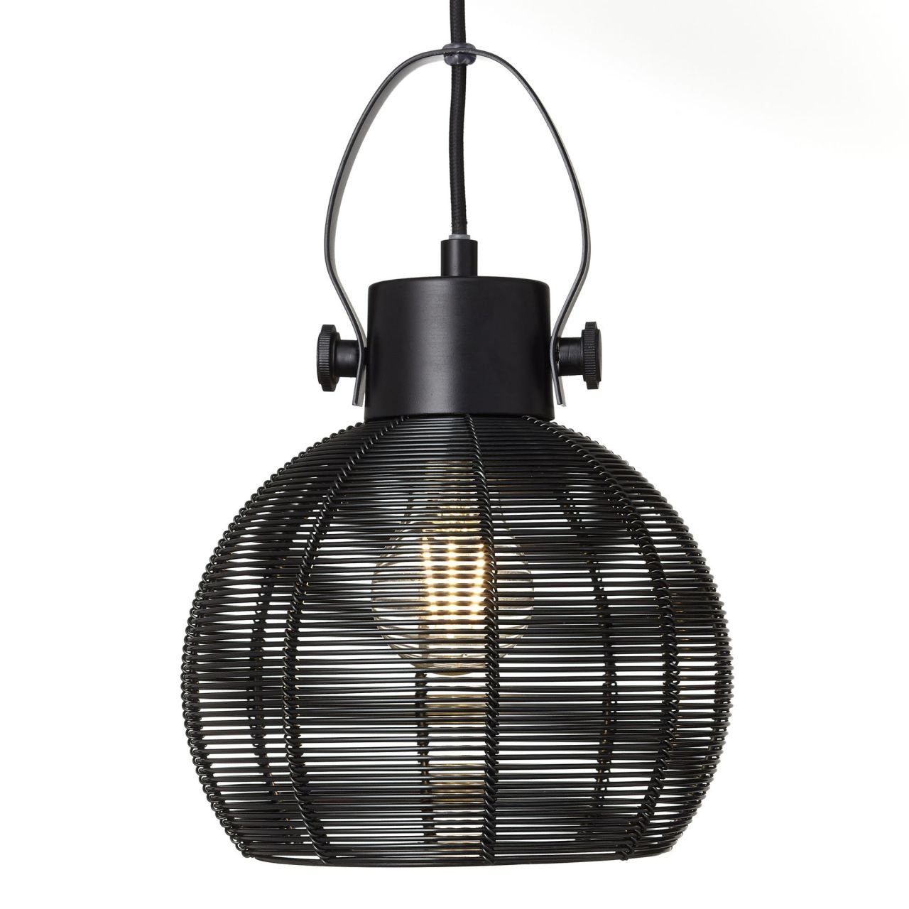 E27, Lampe 60W, Sambo, A60, 3x Pendelleuchte 3flg Pendelleuchte Sambo schwarz Rondell Brilliant g.f