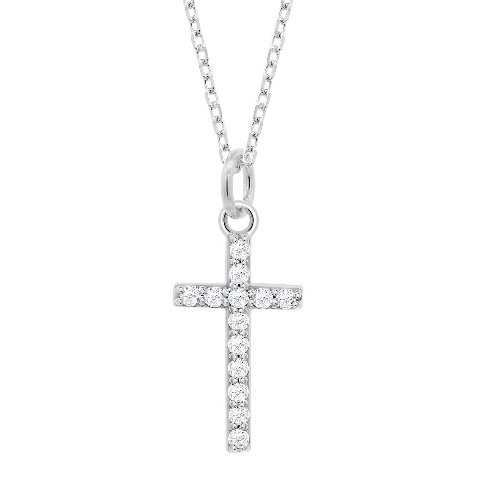 Lotus Kette mit Anhänger Silver Damen Halskette LP3066-1/1 Silber Kreuz Zirkonia 42+3 cm
