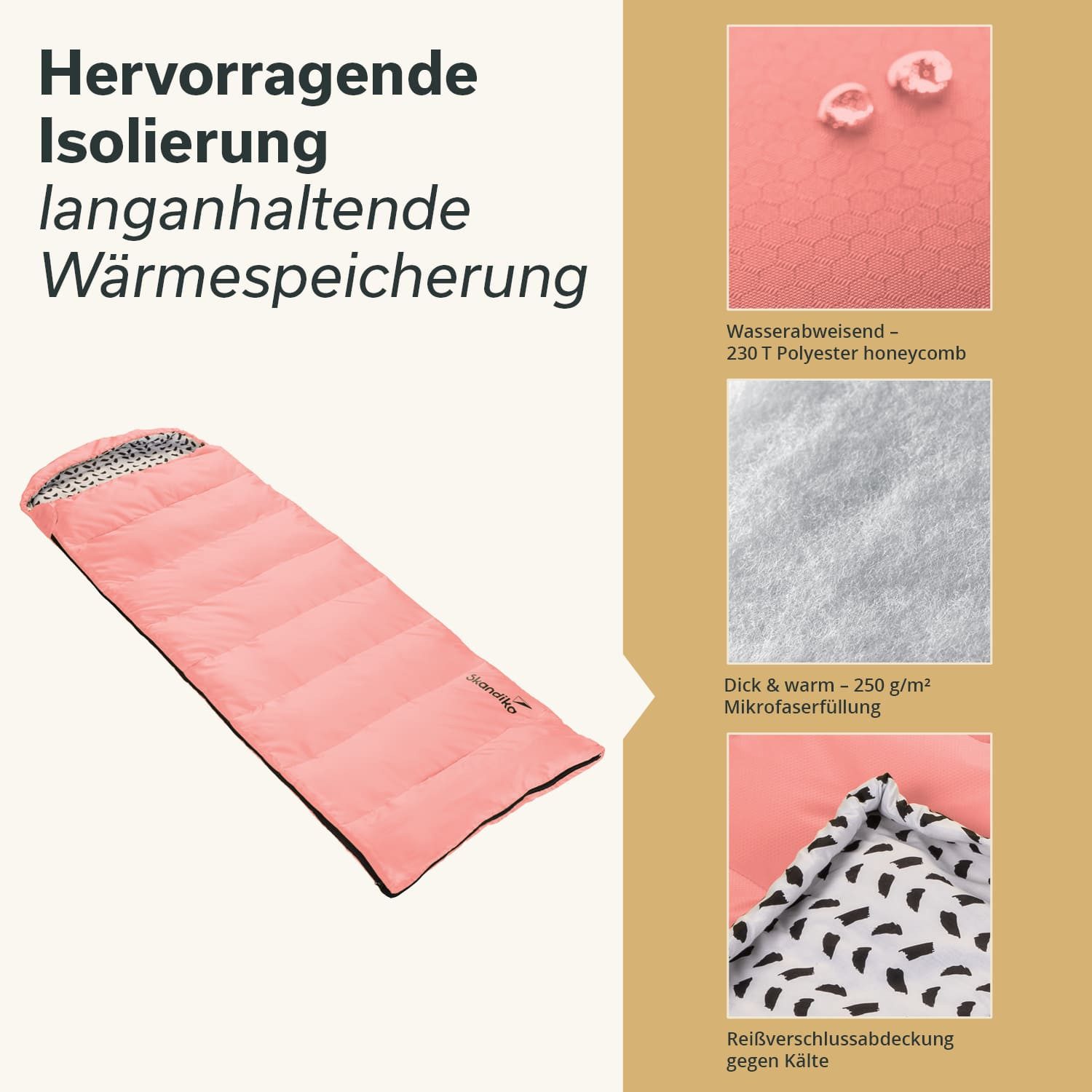Skandika Deckenschlafsack Iceland Salmon, 3 Jahreszeiten, günstig online kaufen