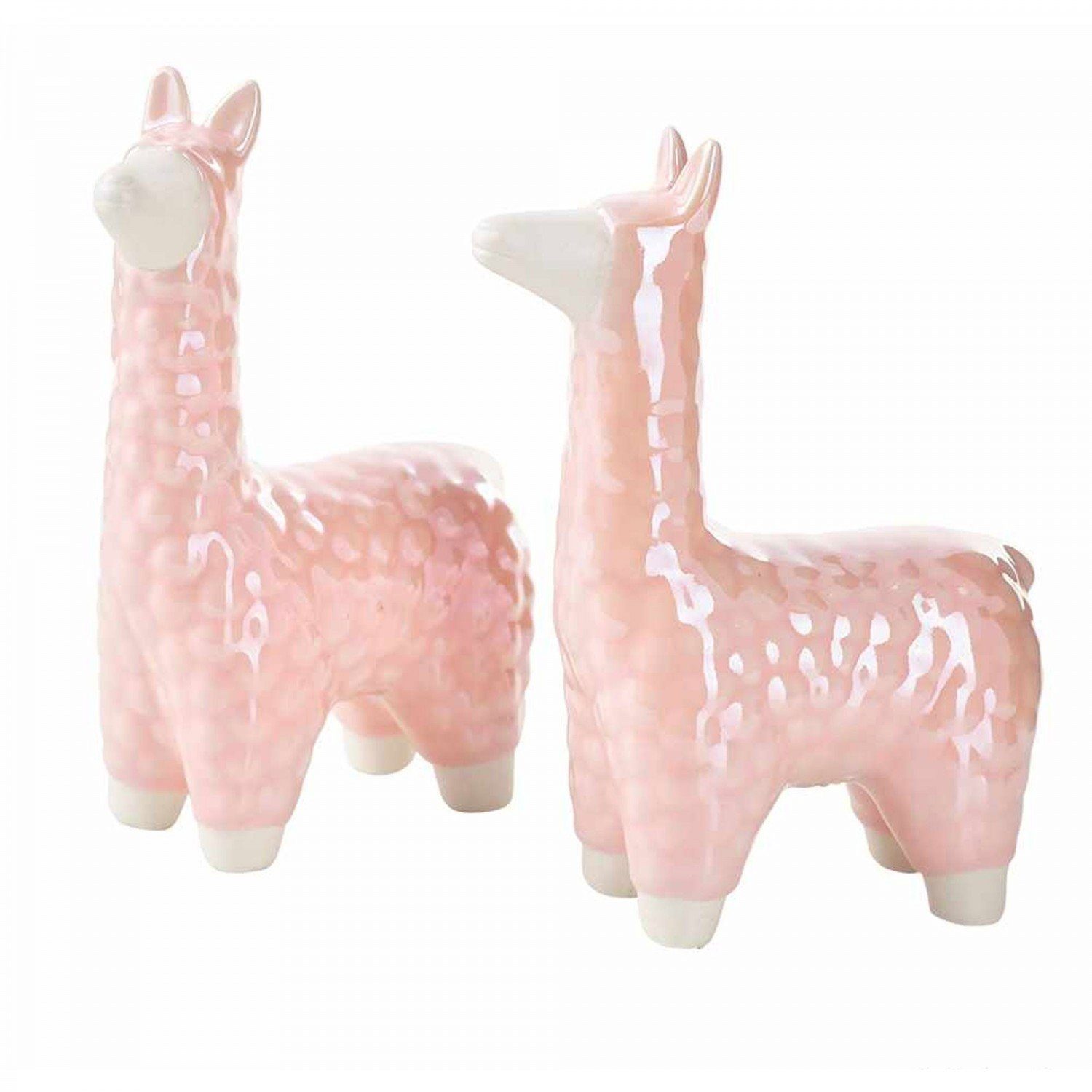 Dekoobjekt Lama aus Keramik, rosa pearl